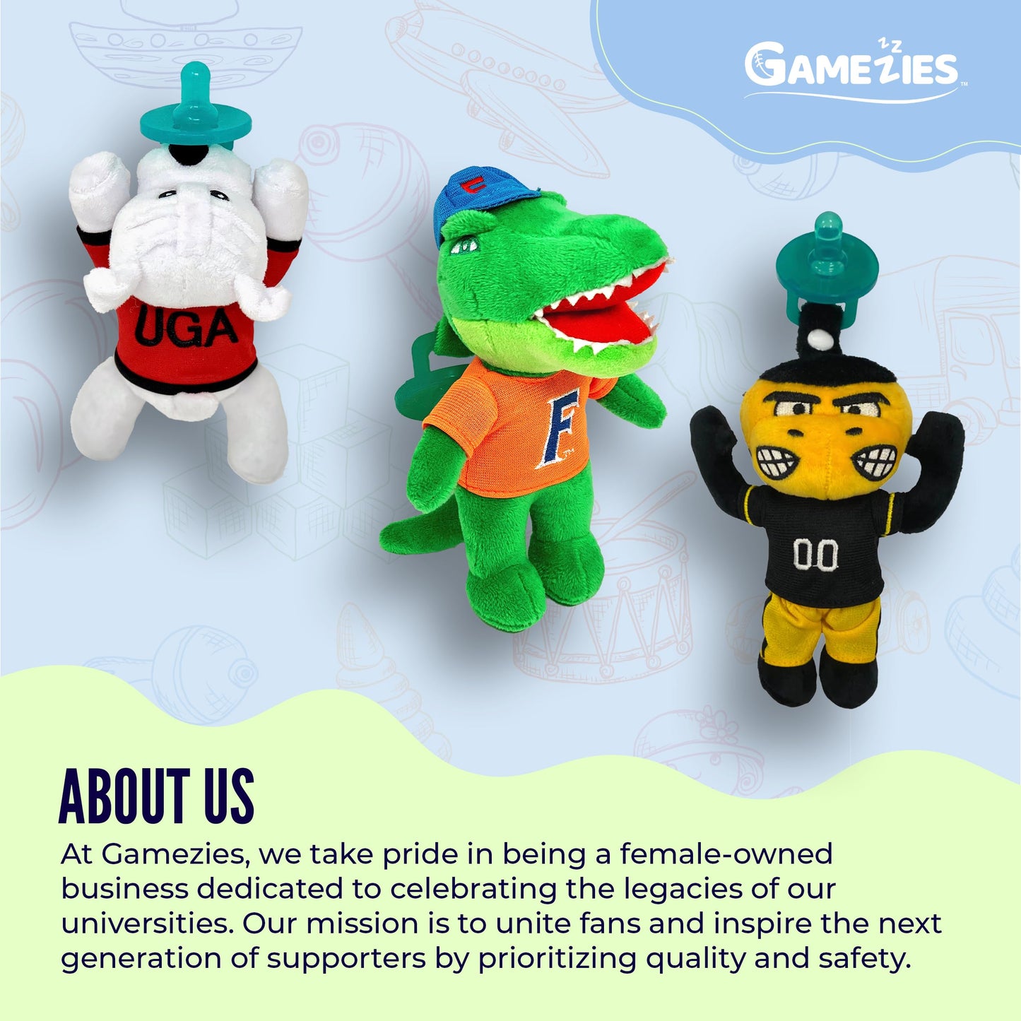 Gamezies Baby Boy and Girl Silicone Baseball Plush Pacifier Removable, Washable Plush ToyCPSIA Tested, BPA-Free 0-6 Months