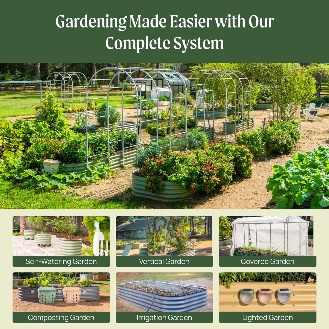 Vego garden Raised Garden Bed Kits, 17" Tall 9 in 1 8ft X 2ft Metal Raised Planter Bed for Vegetables Flowers Ground Planter Box-Pearl White