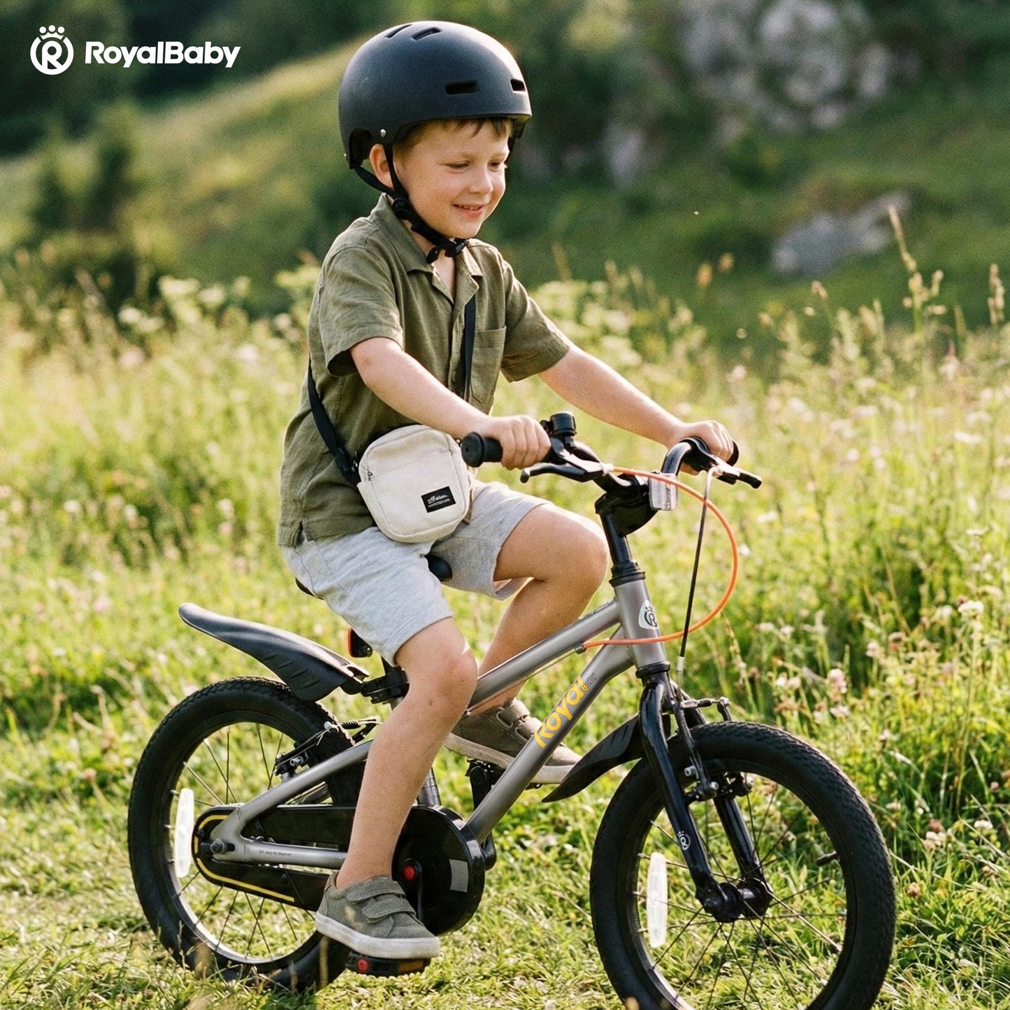 RoyalBaby EZ Fride Kids Bike, Lightweight Aluminum 2-in-1 Balance to Pedal Bike with One-Key Switch, 16 Inch for Age 4-7 Years, Gray