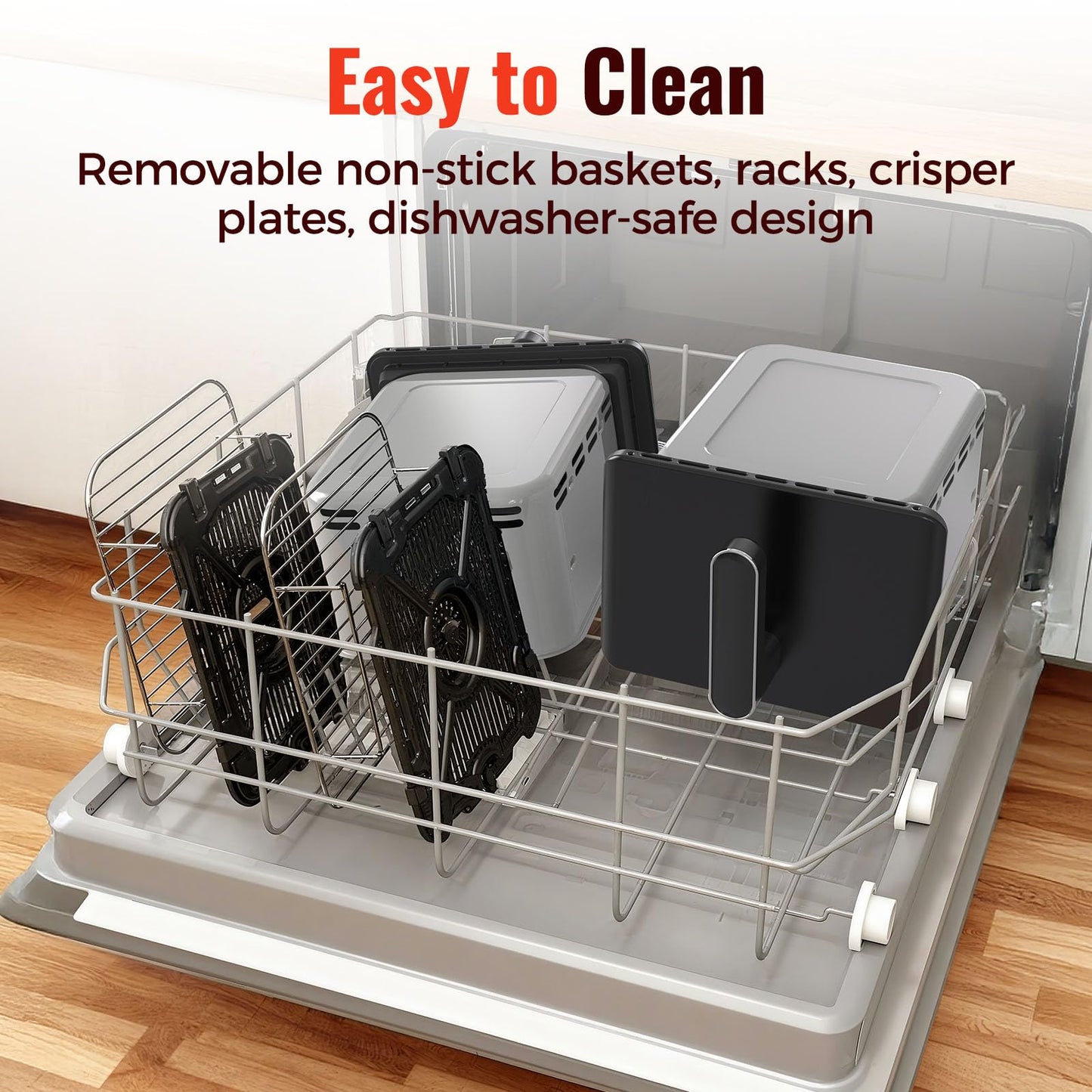 11.6QT Dual Basket Air Fryer Oven, Vertical 2-Basket Design, 6-in-1 Presets Function with Digital Touchscreen, Sync & Match, Easy to Clean, Dishwasher Safe, Family Meals