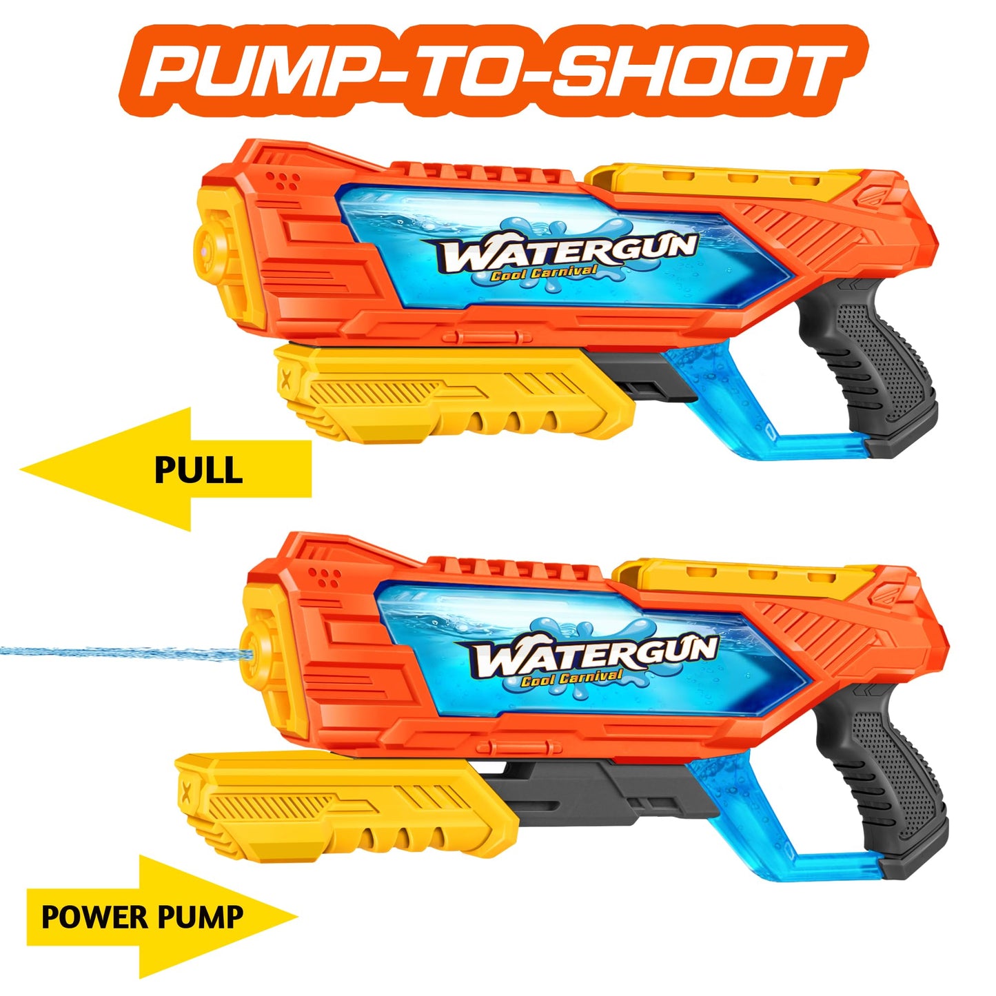 Quanquer 1000cc Water Guns for Kids Adults - 3 Pack Fast-Fill Super Squirt Blaster Soaker with 32 Feet Shooting Range Pump Action Summer Gift Outdoor Toys for Swimming Pool Beach Water Fighting