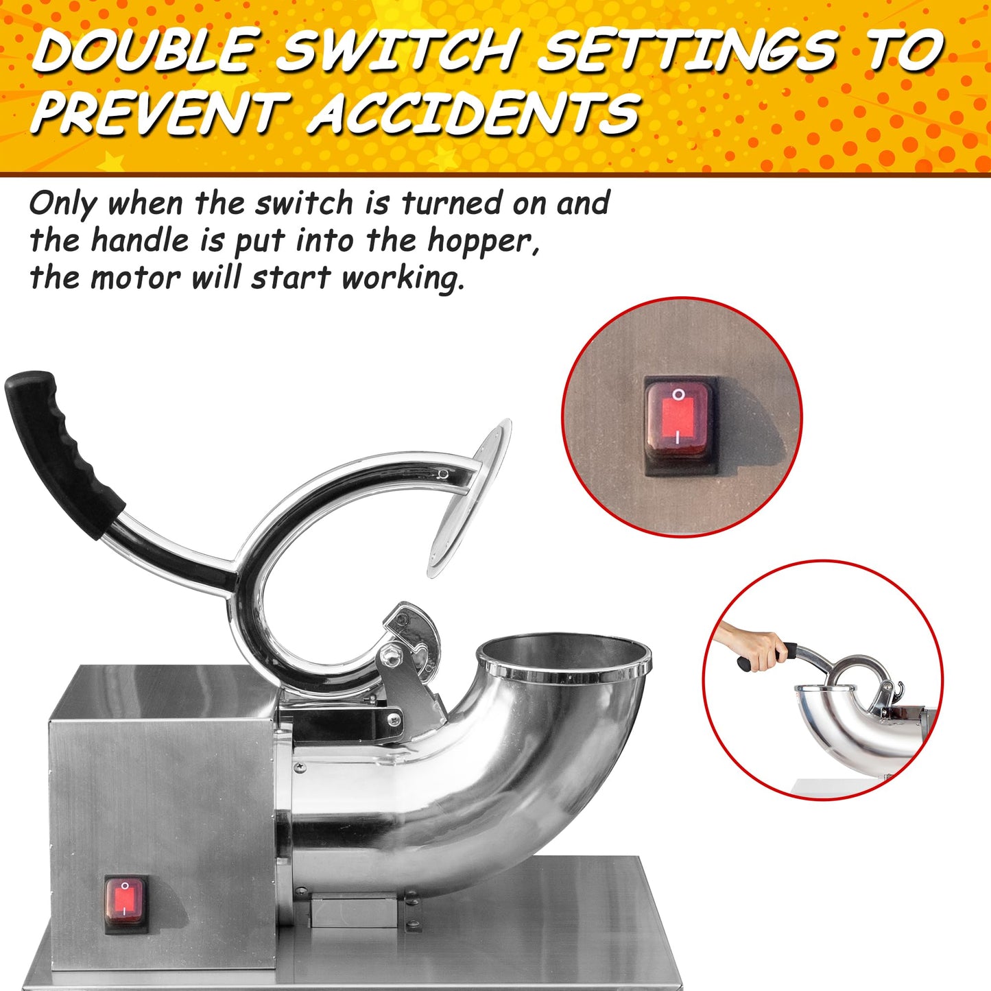 VNN Commercial Shaved Ice Machine - Electric Snow Cone Machine, Suitable for Party Activities, Family Gatherings, Events