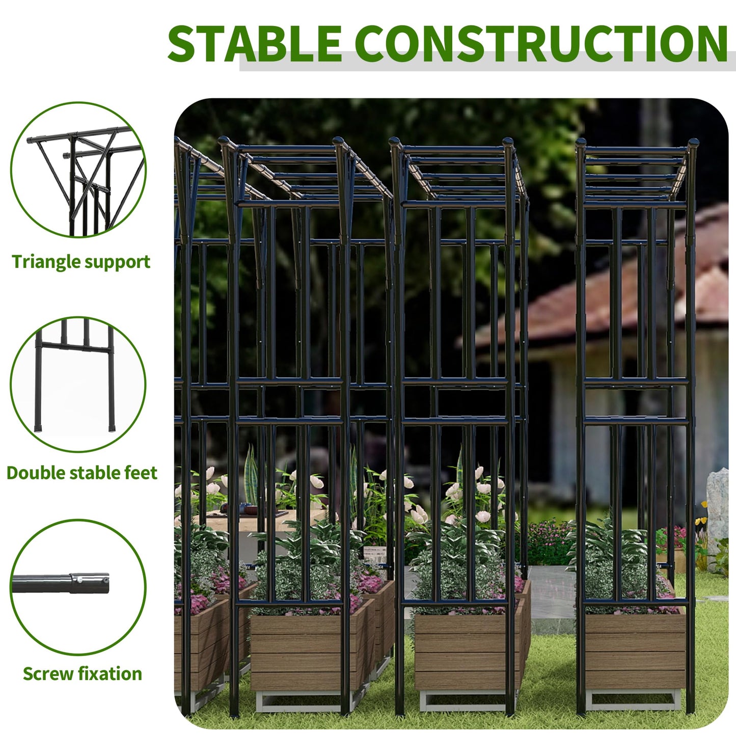 Flat Top Garden Arch Trellis 11FT x 9FT, Super Large Arbor Trellis for Climbing Plants Outdoor 141.7in x 108in x 19.7in, Metal Garden Frame for Backyard, Lawn, Archway, Wedding Decoration, Patio Black