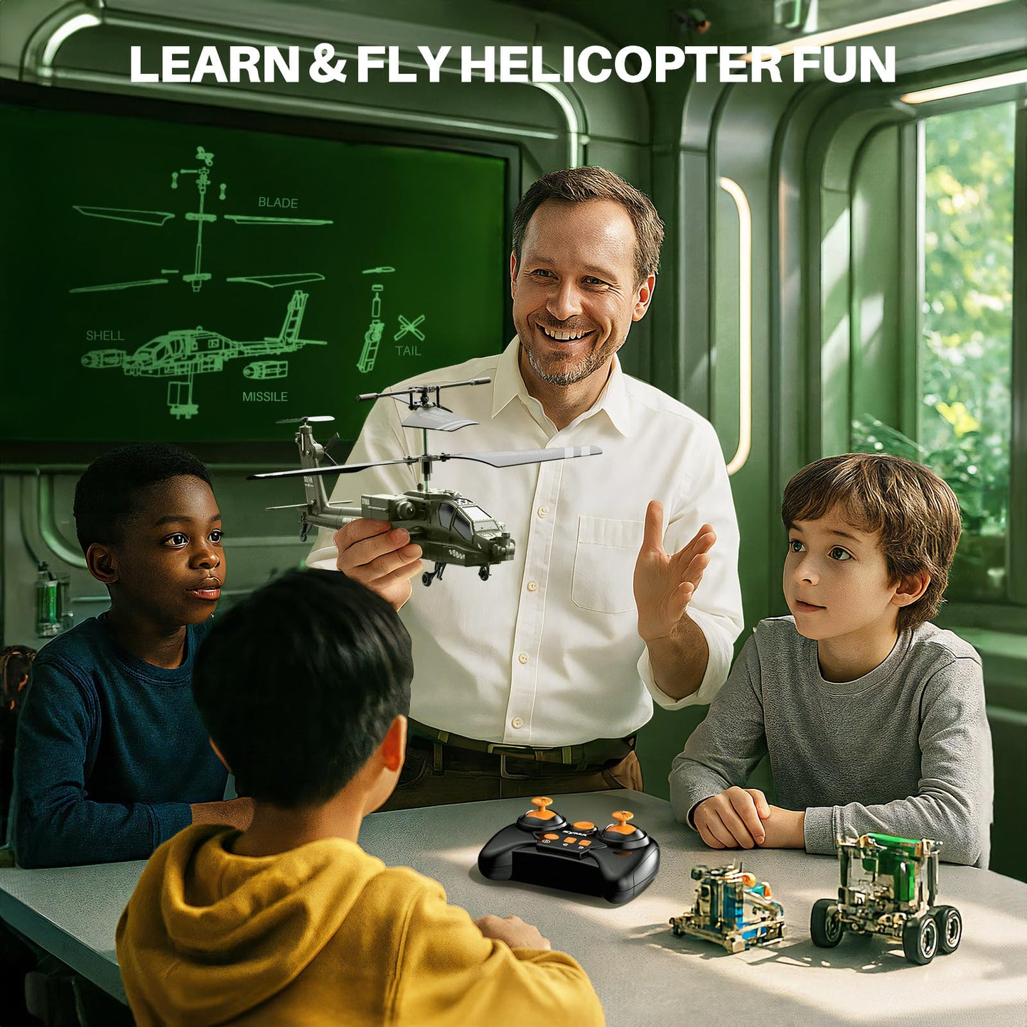 SYMA RC Helicopters, S51H Remote Control Helicopter 2.4GHz Military Army Toys for Boys Girls Kids with Altitude Hold, One Key Take Off/Landing, LED Light, Low Battery Reminder