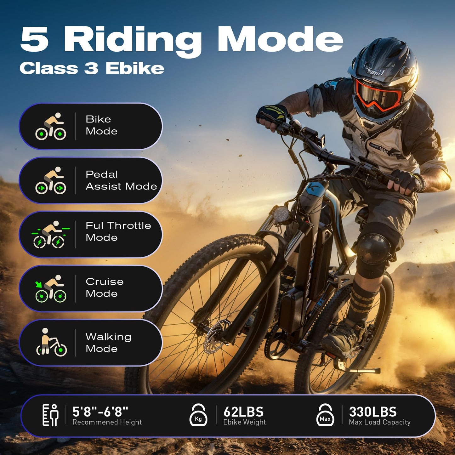 EDIKANI Electric Bike for Adults 27.5" 1500W Peak Ebike Full Suspension 19.2Ah Battery Max 32Mph Electric Mountain Bike 80 Miles E Bicycle for Commuter