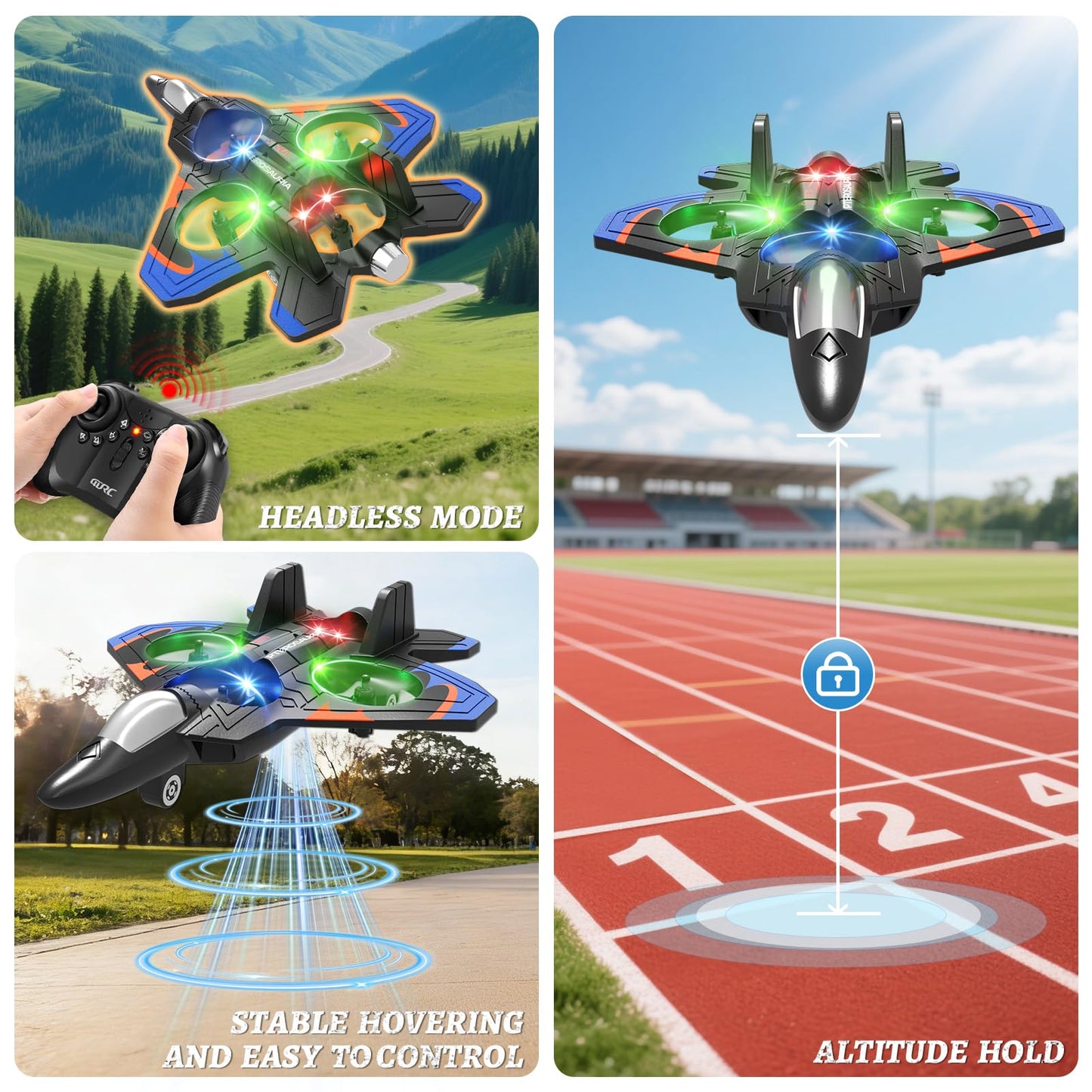 Tubokoro Foam Remote Control Airplanes RC Planes for Kids Adults, RC Airplane Fighter Jet with Light, 360° Flip Fighter Jet Toys, Stunt Roll, Airplane Toy Gifts for Kids Boys