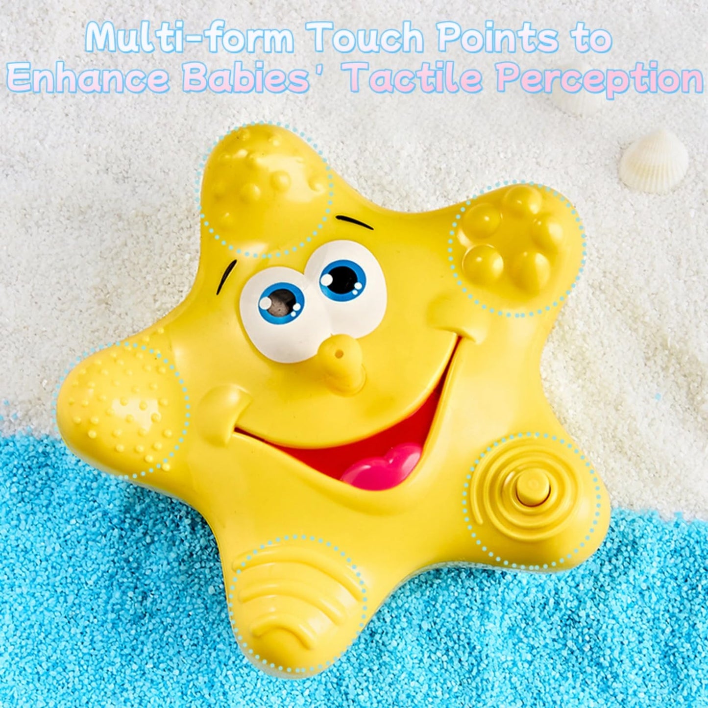 Bath Toys for Toddlers, Starfish Baby Bathtub Play Toys, Floating Fountain Pool Water for Infant Baby Bath Spray Toys with 5 Sensory Textures