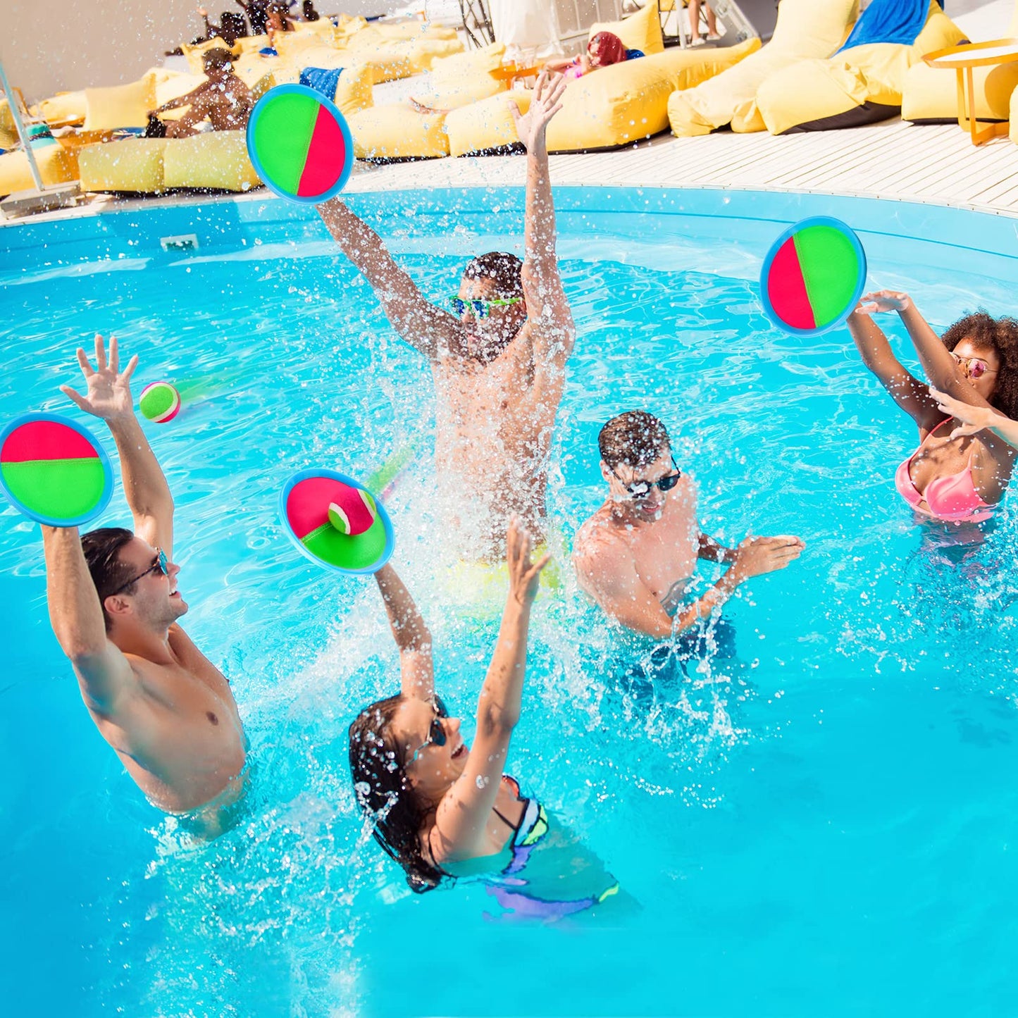 Ayeboovi Toss and Catch Ball Set 8 Paddles 4 Balls Outdoor Beach Pool Toys for 3 4 5 6 7 8 Year Old Boys Girls Birthday Gifts Easter Basket Stuffers Outside Yard Games for Kids and Family Activities