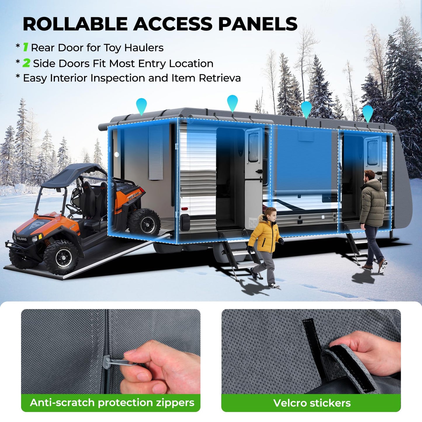 Fonzier RV Cover Extra Thick 7 Layers Travel Trailer RV Cover, Anti-UV, Weatherproof, Rip-Stop, Utility Heavy Duty RV Cover 31'7"-34'