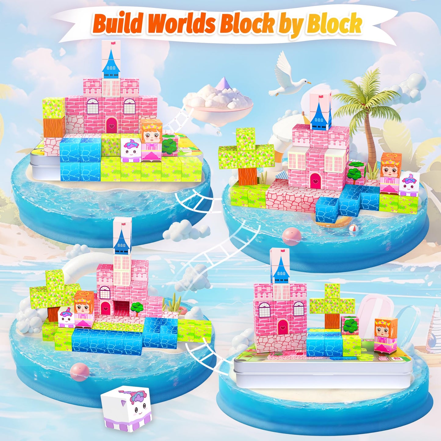 Sixink 45PCS Mini Magnetic Blocks,Magnetic Blocks Travel Toys for Kids with Portable Iron Box,STEM Learning Gift Idea for Ages 3+,Toys Birthday Gifts.