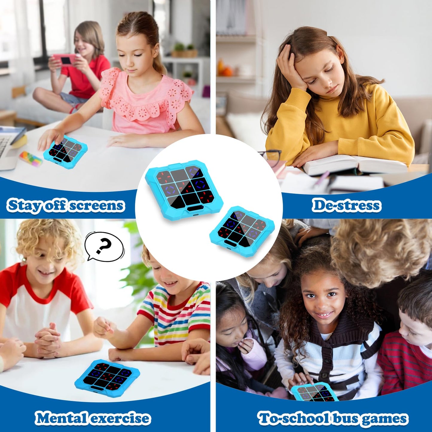COUOMOXA for tic tac Toe Game: Upgraded 6-in-1 Sensory Toy with Mute - Electronic Portable Console Game Kids and Adults Age 6-12 Years Old Travel - Birthday Gift for Boys Girls