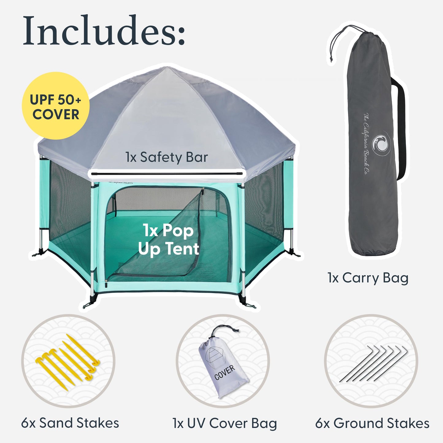 POP 'N GO PLAYPEN - Indoor & Outdoor Baby Playpen for Babies and Toddlers - Baby Beach Tent, Foldable, Portable W/Canopy, Travel Bag, & Mosquito Net - Pop Up Pack and Play Tent (Sweet Mint)