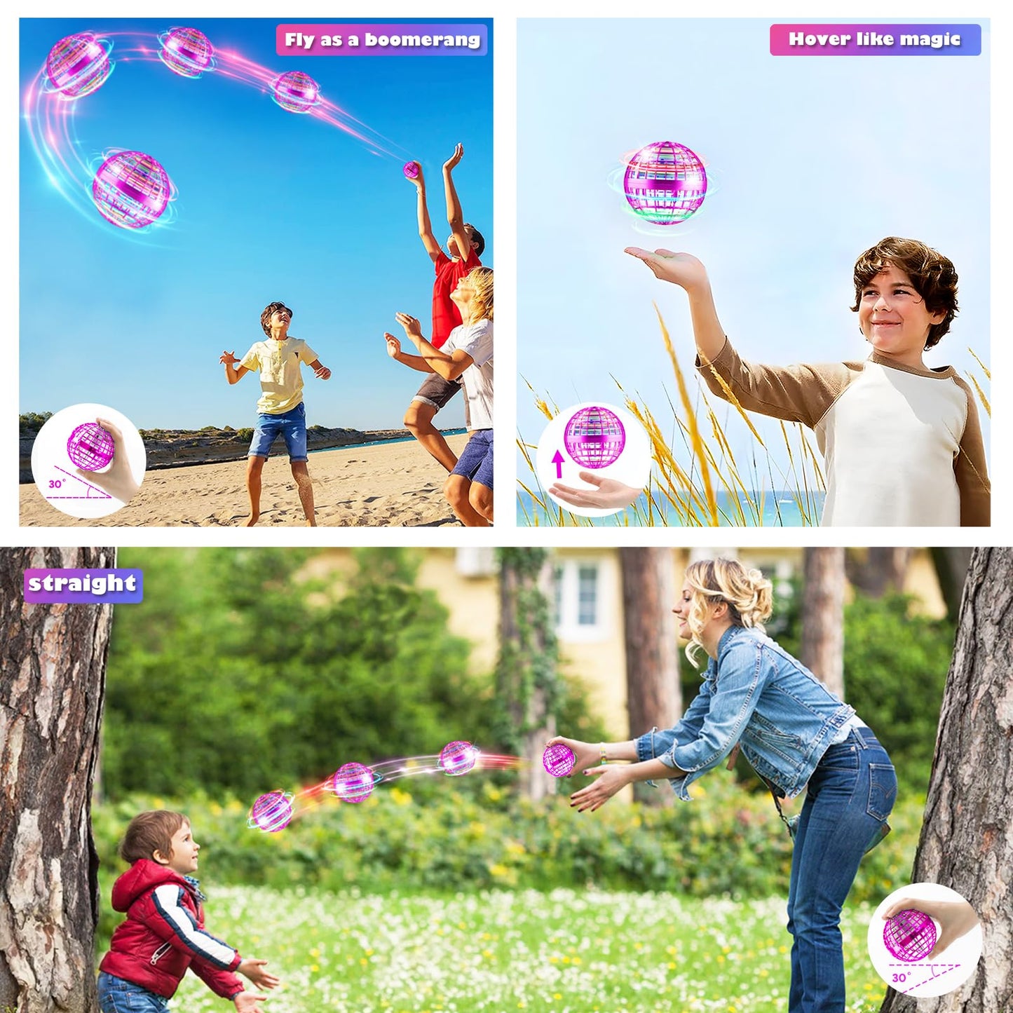 Flying Orb Ball Toys-2025 Upgraded Hover Magic Boomerang Ball，Galaxy Ball Kids Adults Cool Outdoor Indoor Outdoor Toy Gifts for 6 7 8 9 10+ Year Old Boys Girls-Purple