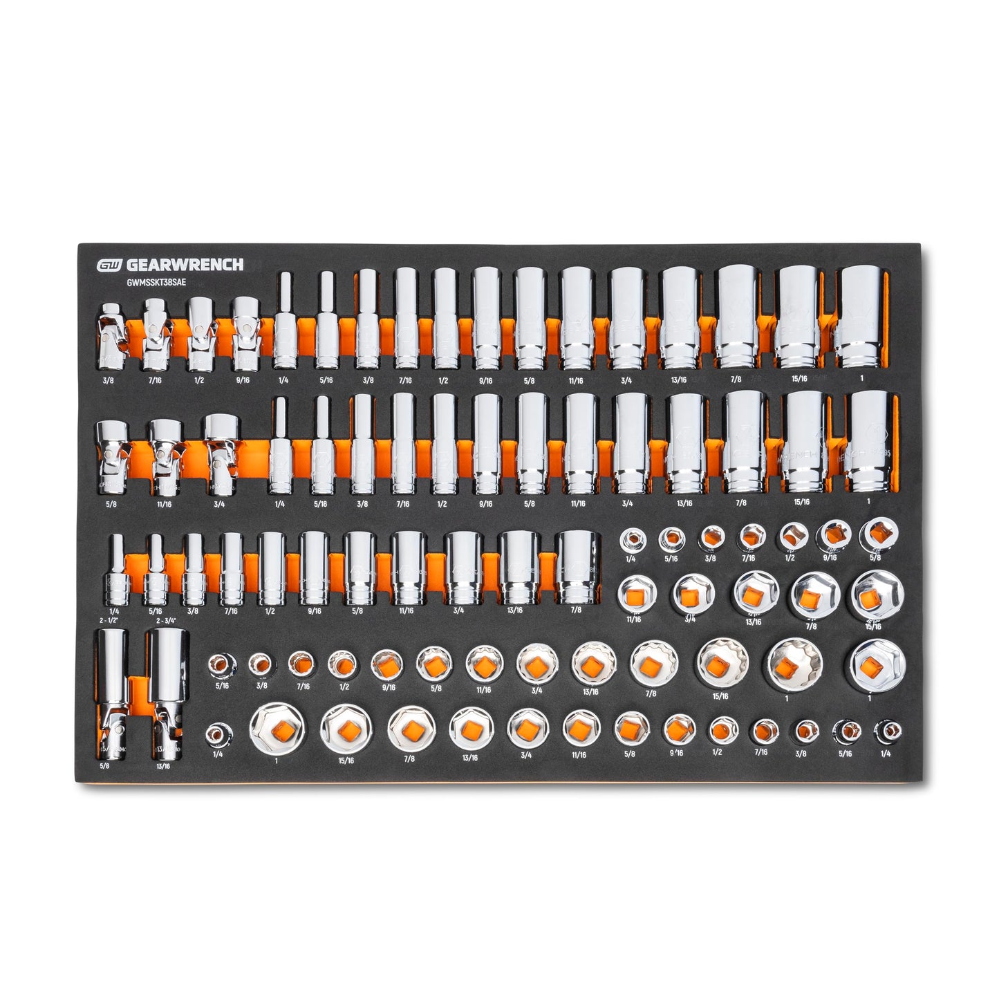 GEARWRENCH 85 Piece 3/8” Drive Master SAE Socket Set in Foam Storage Tray - GWMSSKT38SAE