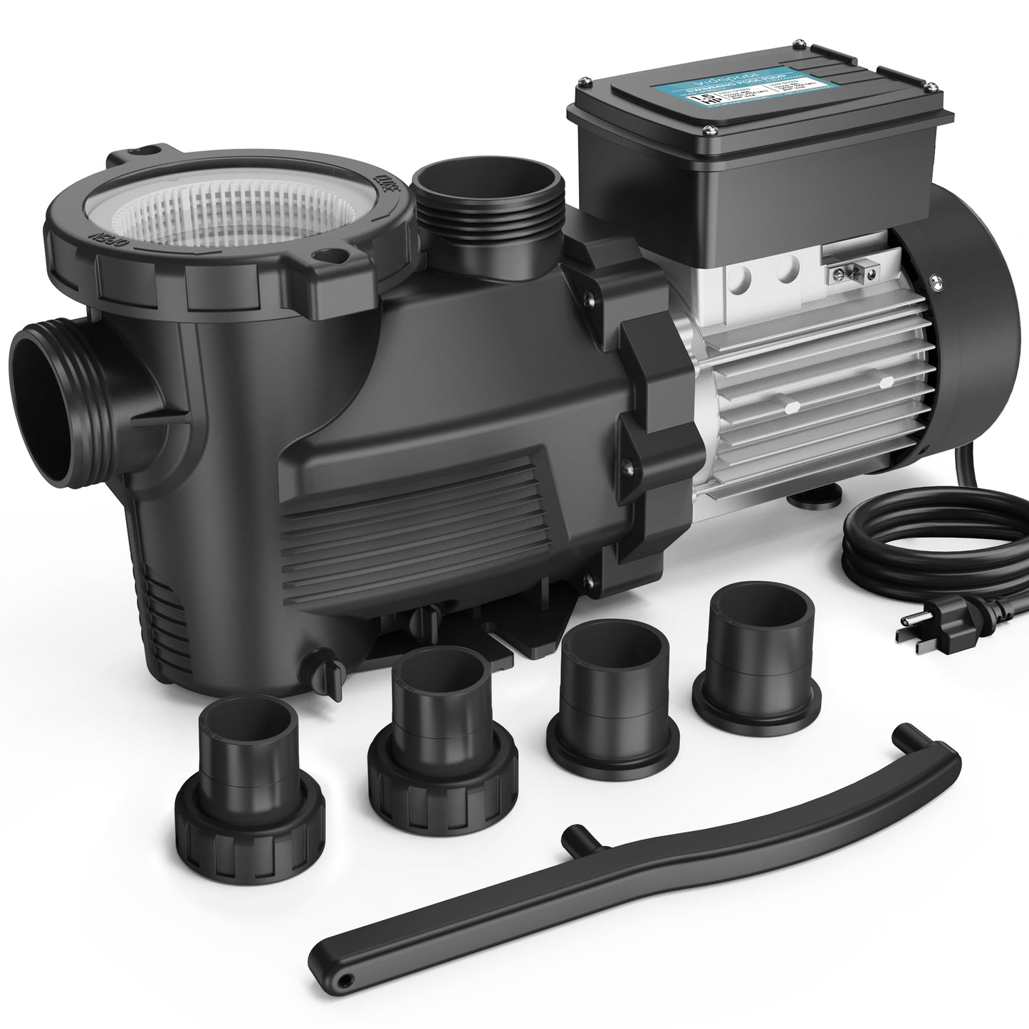 VIDAPOOL In/Above Ground Pool Pump, Self Primming High Flow (Dual Speed, 1.5HP, 4750 GPH, 115V)