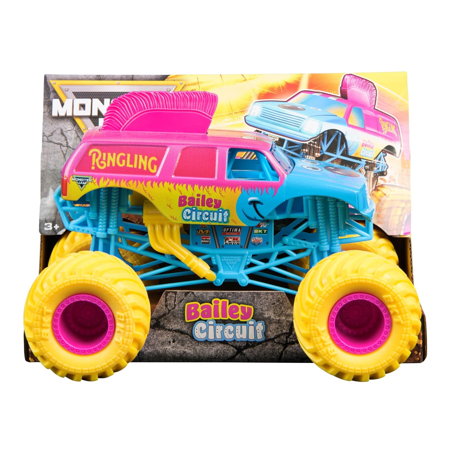 Monster Jam, Official Ringling Bailey Circuit Monster Truck, Collector Die-Cast Vehicle, 1:24 Scale, Kids’ Toys for Boys and Girls Aged 3 and up