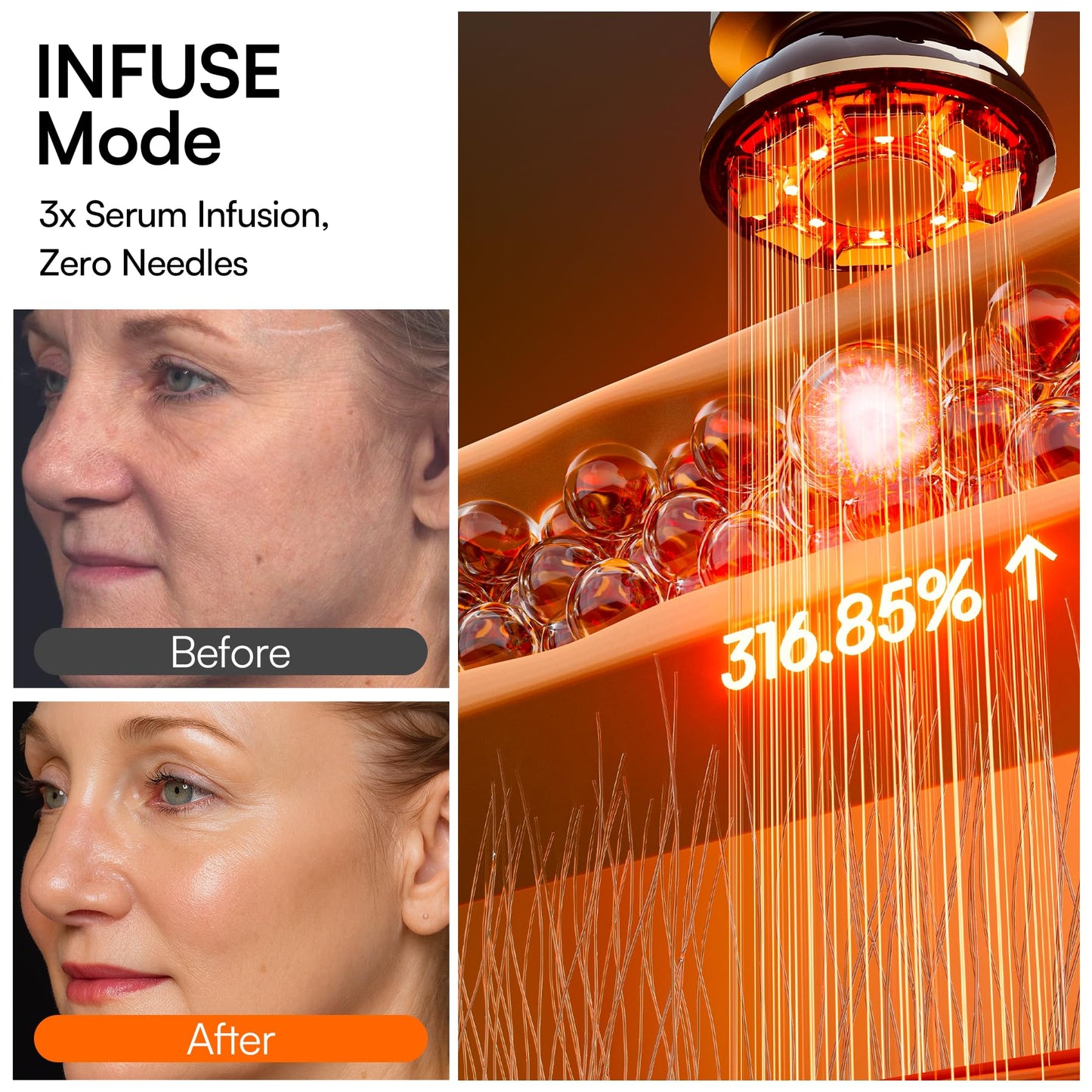INIA 3-in-1 Red Light Therapy for Face and Neck Beauty Device for Puffiness & Skin Firming Skincare Tool