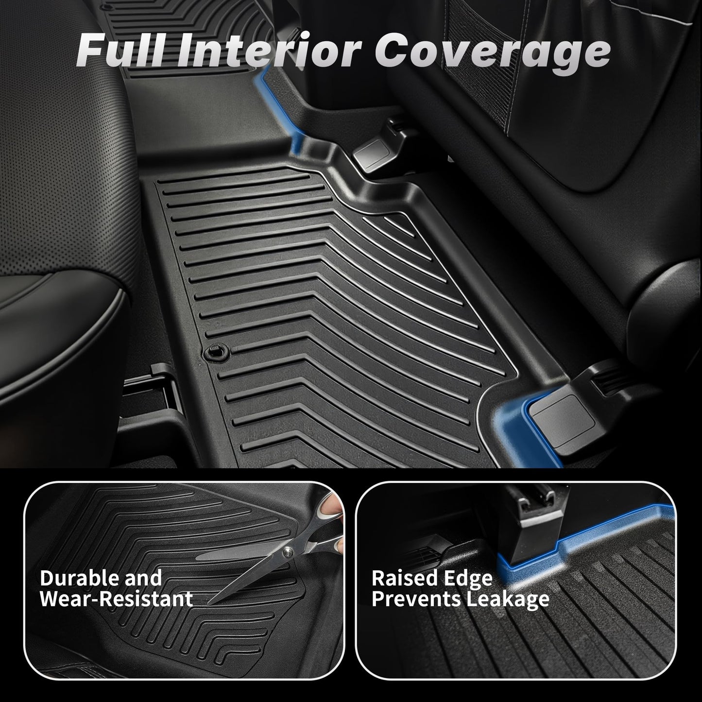 OEDRO Floor Mats Fit for 2022-2025 Nissan Pathfinder 8 Seats/Infiniti QX60 7 Seats, All Weather 3 Rows Full Set w/Cargo Mat, TPE Heavy-Duty Pathfinder Accessories Floor Liners, Black