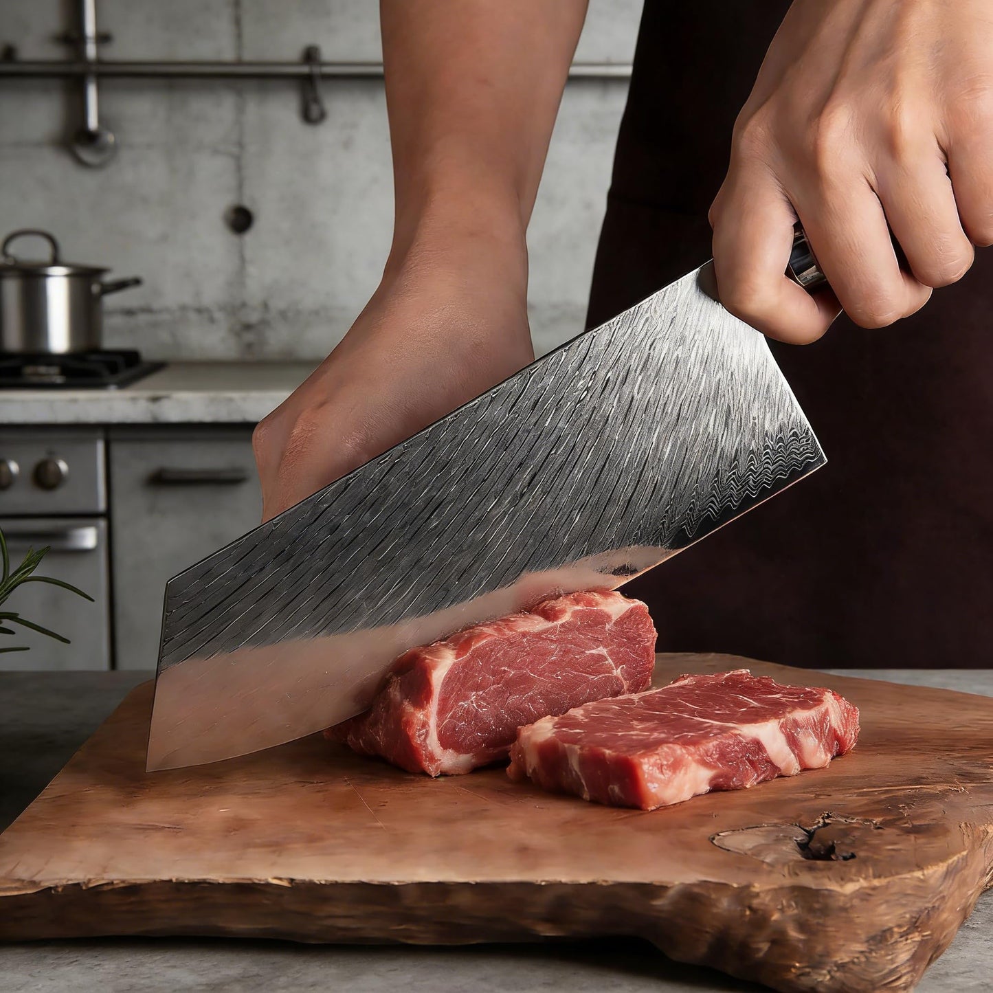 9 PCS Damascus Kitchen Knife Set - 67-Layer High-Carbon Damascus Steel, Pro Chef/Slicing/Utility/Paring Knives & Sharp Cleaver, Ergonomic Rosewood Handles, Ideal for Home/Pro Cooks (Black 9J)