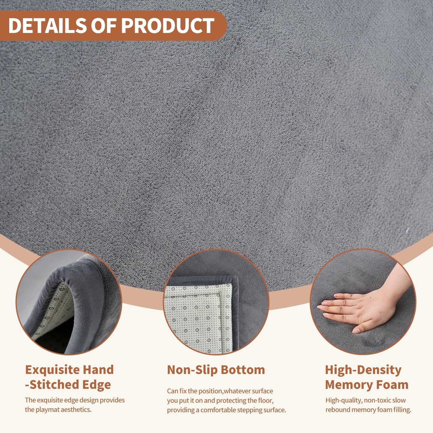 Baby Play Mats for Floor - 1.4" Thick Memory Foam Rug, 80"x80" Playpen Tummy Time Mat, Soft Velvet Nursery Rug, Large Padded Crawling Mat, Cushioned Pads for Playroom Toddlers, Infants, Yoga, Tatami