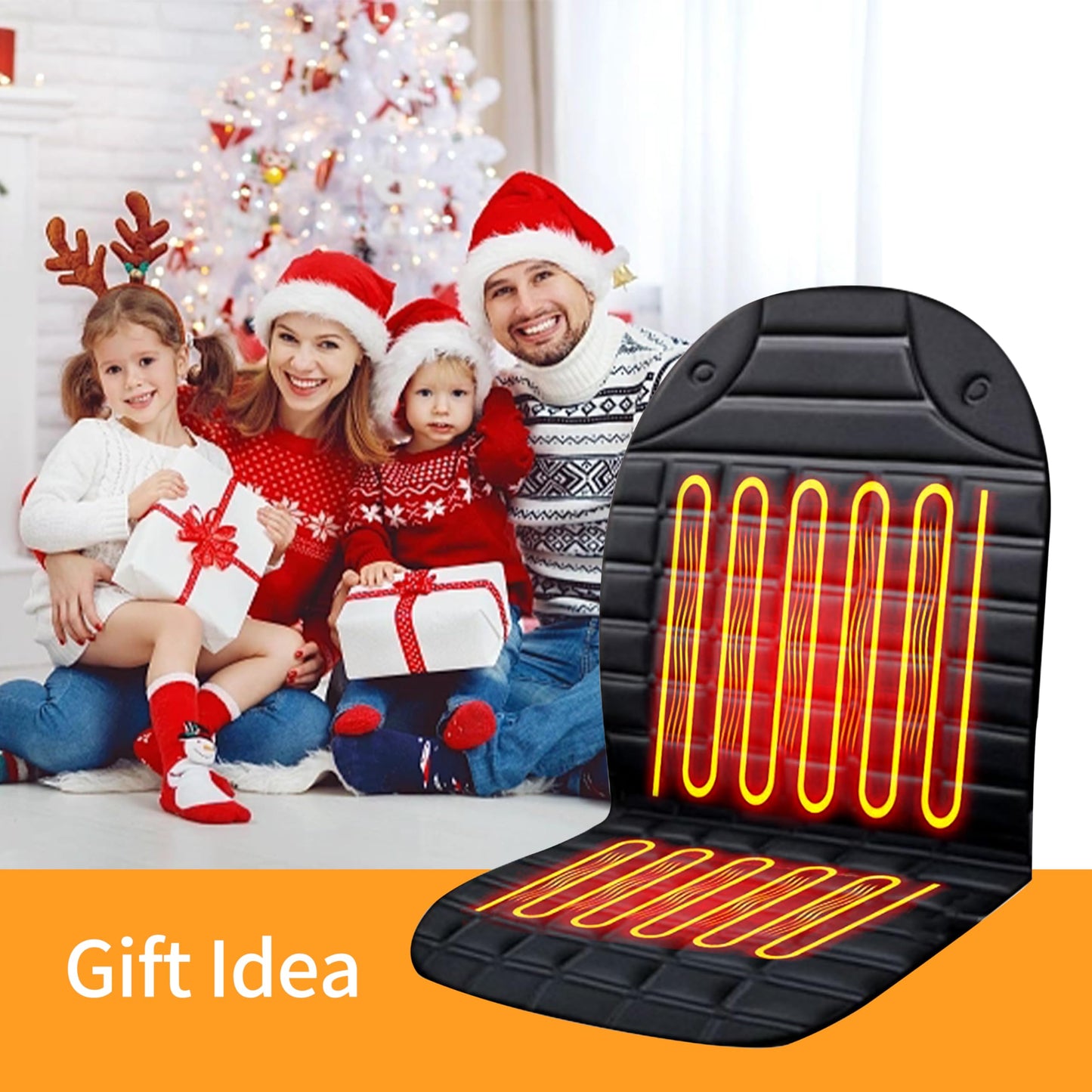 FOTN Heated Seat Covers, Fast Heating Heated Seat Warmer High-Low Heating Settings, UL Listed,Black,Upgrade., LT0614