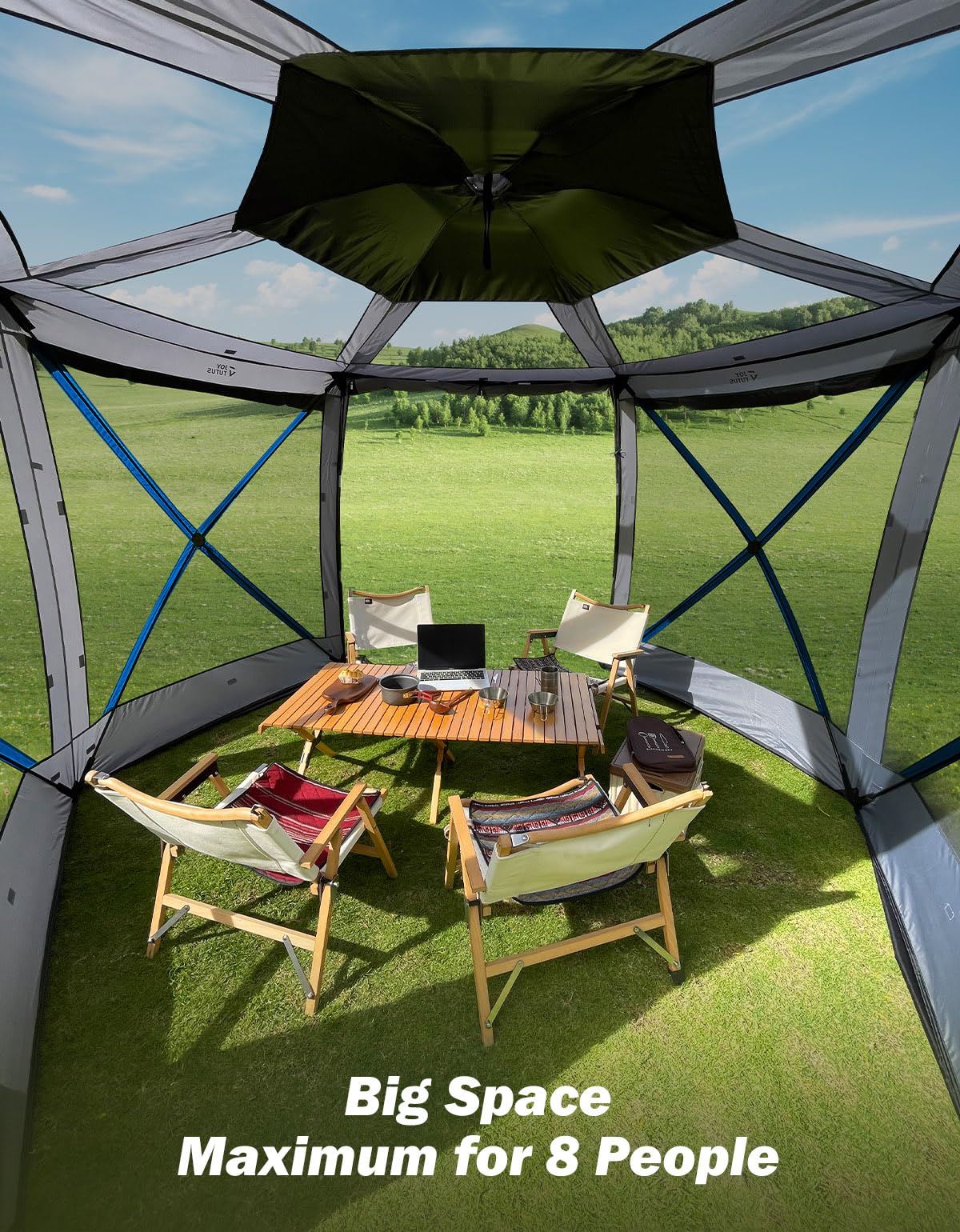 JOYTUTUS Dual-Use Pop up SUV Tent for Camping, 11x11 FT Outdoor Gazebo, SUV Tailgate Tent for Family Vehicle Camping, Canopy Shelter Portable Carry Bag, Gray Blue