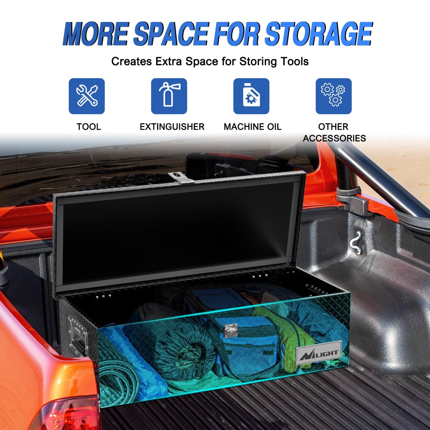 Nilight 30 Inch Truck Tool Box Heavy Duty Aluminum Diamond Plate Truck Bed Toolboxes 30''X13''X9.6'' Waterproof Pick-Up Storage Tool Boxes for Bed of Truck RV Trailer with Side Handle Lock Keys, Black