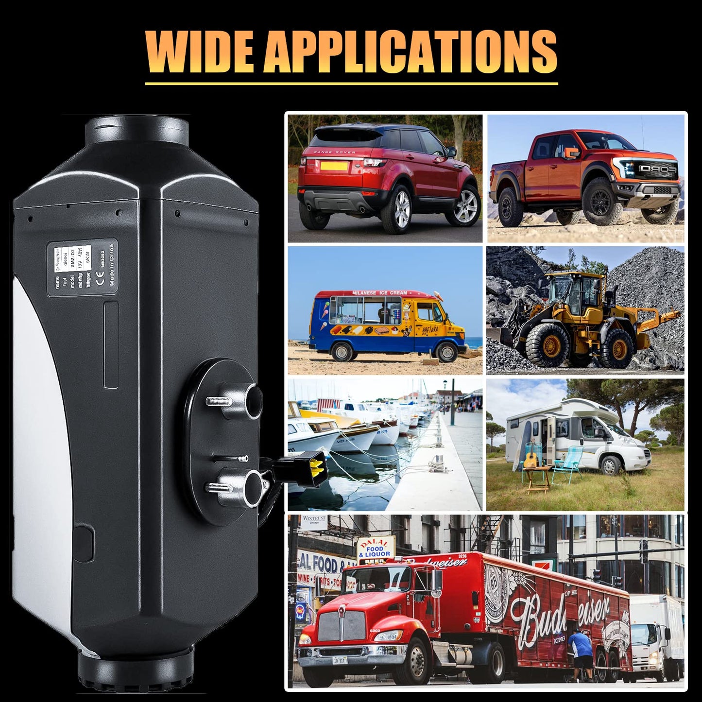 WAYSKA Diesel Heater 12V, 15L Tank, Diesel Air Heater 5KW, Muffler, Diesel Parking Heater with LCD Monitor & Remote Control for Trucks, Trailer, Boat and Motor-Home