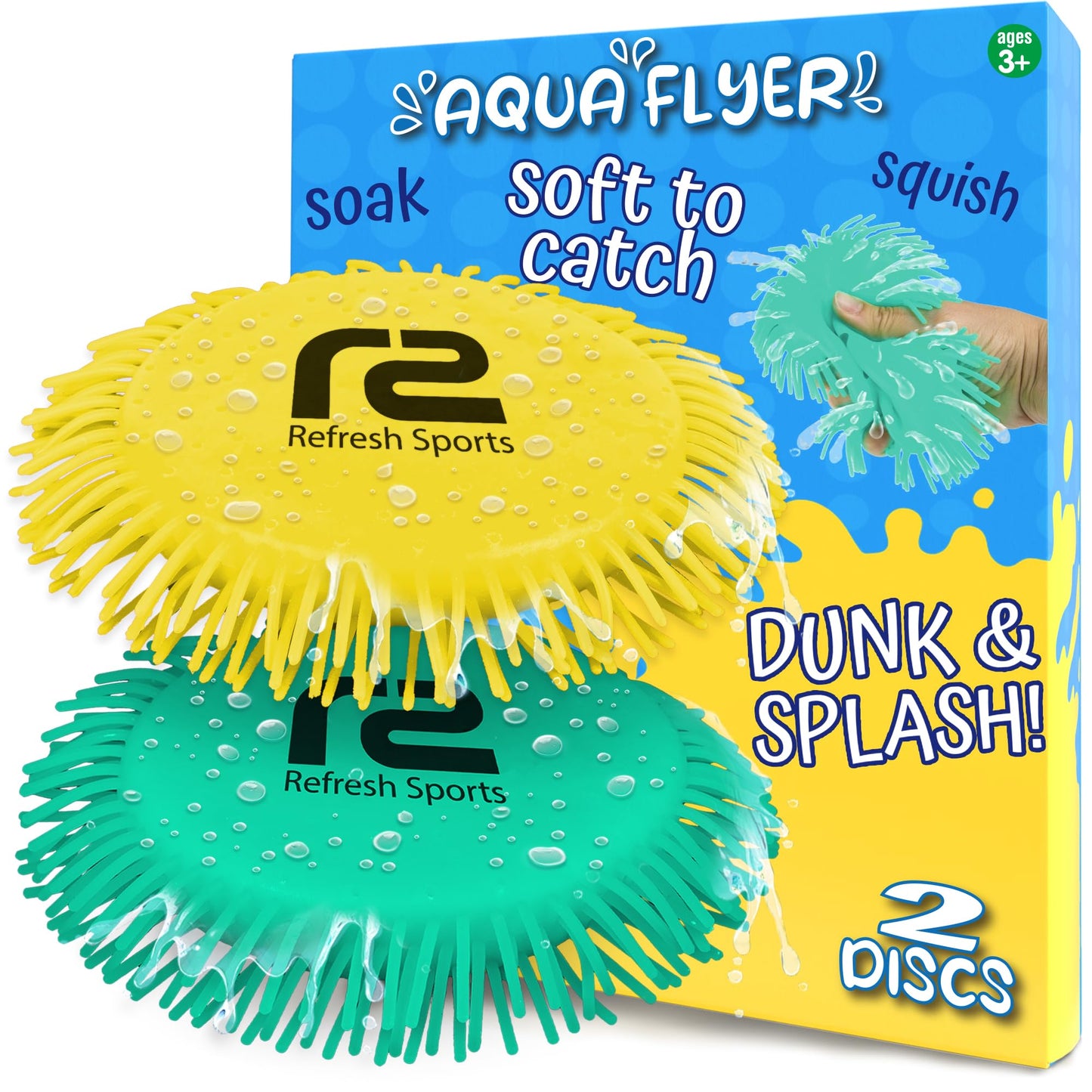 Beach Games Flying Disc Pool Toy: 2 Pack Water Discs for Kids - Soaks The Target On Impact - Best Outdoor Swimming Pool Toys for Kids - Fun Beach Games & Soft Toy Water Toys Ages 4-8 8-12
