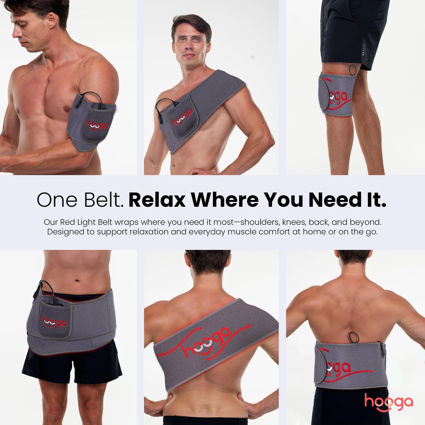 hooga Red Light Therapy Wrap, Infrared Light Belt with 405 High-Efficiency LEDs, Red & Near-Infrared LED Device for Back, Neck, Shoulder, Waist, Wrist, for Men and Women