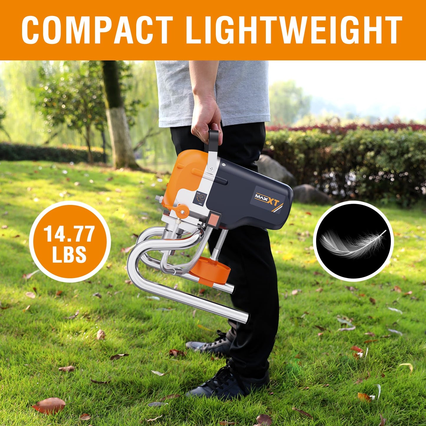 MAXXT Airless Paint Sprayers, 3300PSI Motorized Paint Sprayer with Stand, High Efficiency Spray Paint Machine for Home, Outdoor DIY Handyman Shed Garage House Painting Deck Shed Fence Furniture