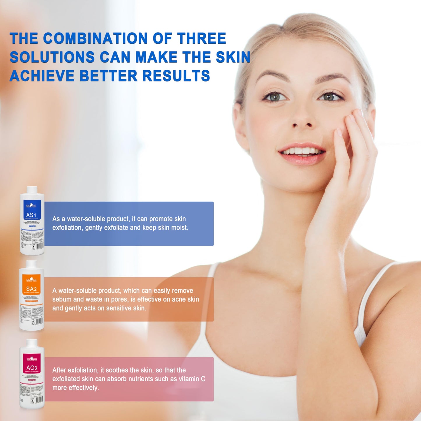 Elitzia 2 Set of Aqua Peeling Solution Facial Dermabrasion Machine Aqua Peel Serum Skin Care AS1 SA2 AO3 for Face Cleansing & Moisturizing 400ml/14.1Fl.oz (Set of 3 Bottles) ETYYS123