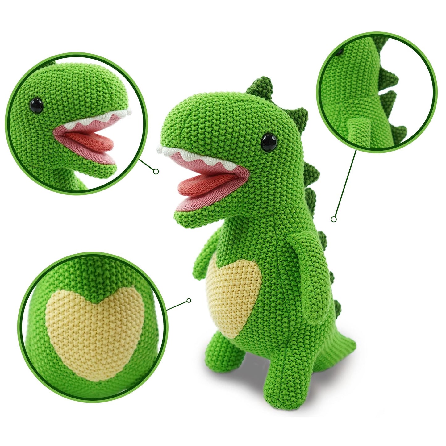 JUSTQUNSEEN Knitted Dinosaur Stuffed Animal,11 Inch Stuffed Animals Plush Dinosaur Cute Animal Dinosau rs Toy for Girl,Soft Toy Cotton Plush Knitte Stuffed Animals Birthday