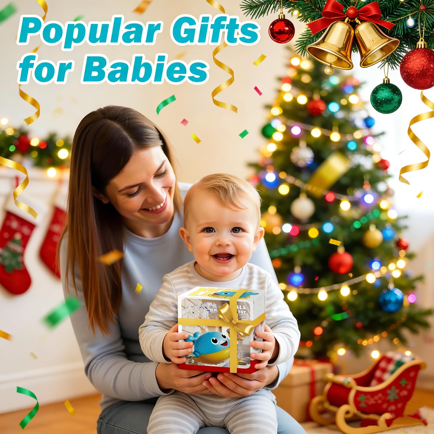 Baby Bath Toys, Light Up Whale Sprinkler Bath Toys for Kids Ages 1-3, Pool Water Toys for Toddlers Bathtub Fountain Toys, Birthday Gifts for 1 2 3 Year Old Boys & Girls