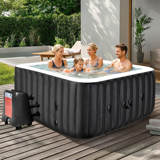 NAIZEA Inflatable Hot Tub - Outdoor Hot Tubs 4 to 6 Person, Portable Blow Up Spa Square Portable Hot Tub, 130 Soothing Bubble Air Jets,Spa Tubs Cover, 2 Filters, 240 Gallon,73x73x25