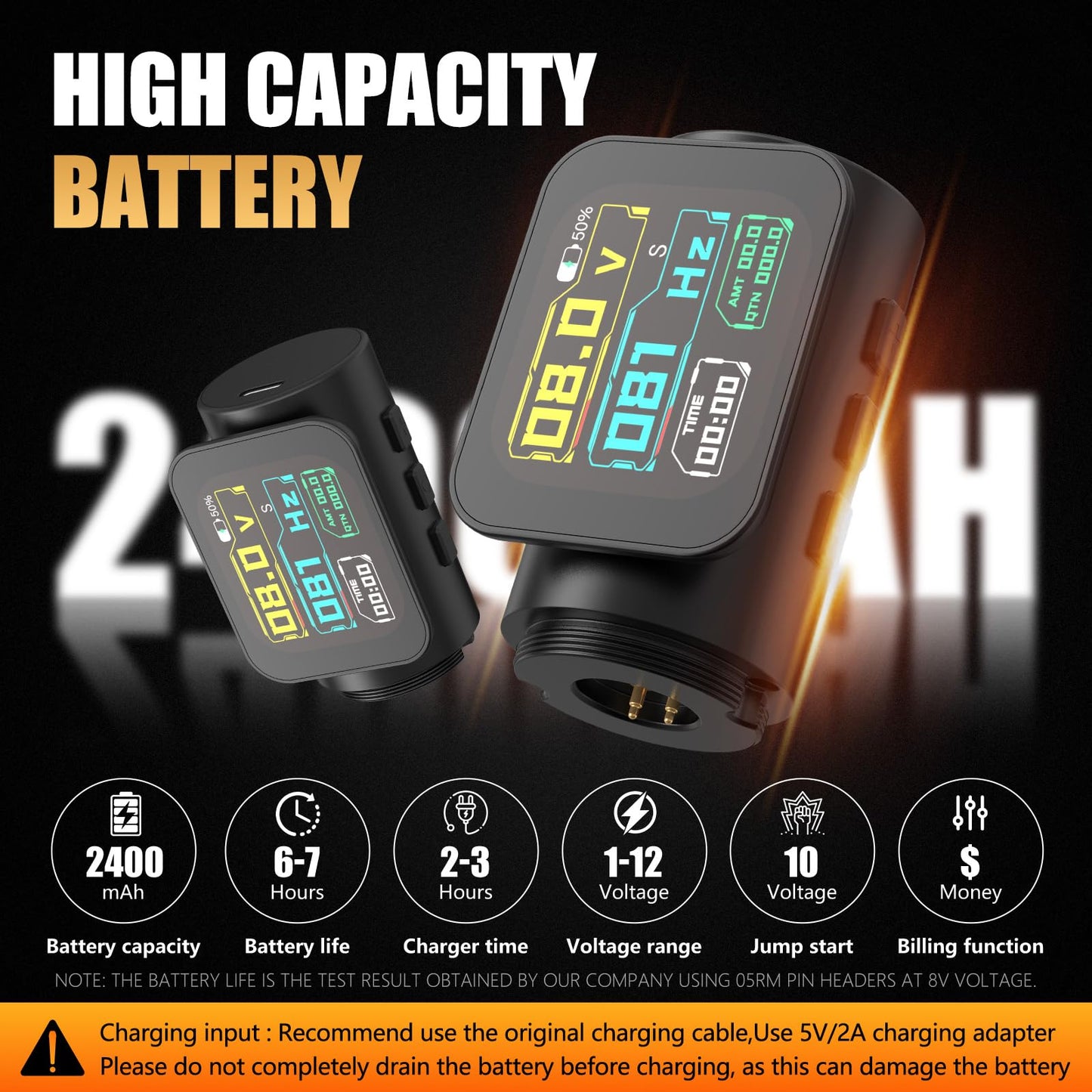 Ambition Zetton Pro Tattoo Gun Rotary Tattoo Pen Machine Wireless 2400mAh Battery with Large-screen Display Brushless Motor Straight Drive Bar 42mm Grip Tattoo Supply for Professional Artists