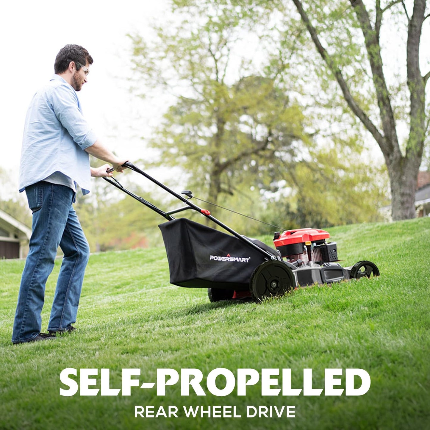 AMERISUN Self Propelled Gas Lawn Mower, 21" with 170cc 4-Cycle OHV Engine 3-in-1 RWD Self-Propelled Lawn Mower (AV8621S1)