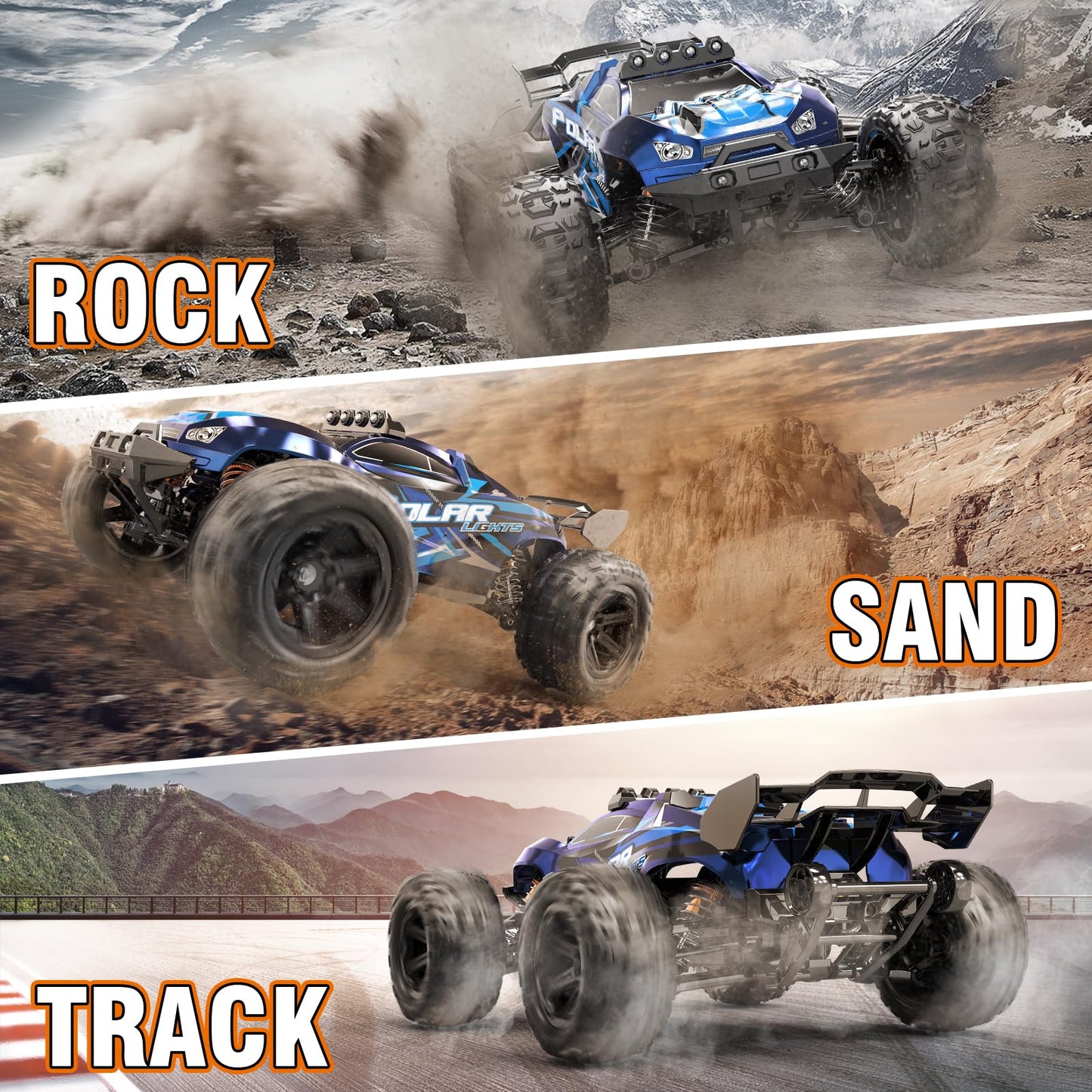 Womaqu Rc Cars 1:14 All Terrain RC Car for Adults & Boys, 4WD Off-Road RC Truck High Speed Fast 40+ KPH, 4X4 Waterproof Remote Control Car with 2 Rechargeable 1300 mAh Batteries