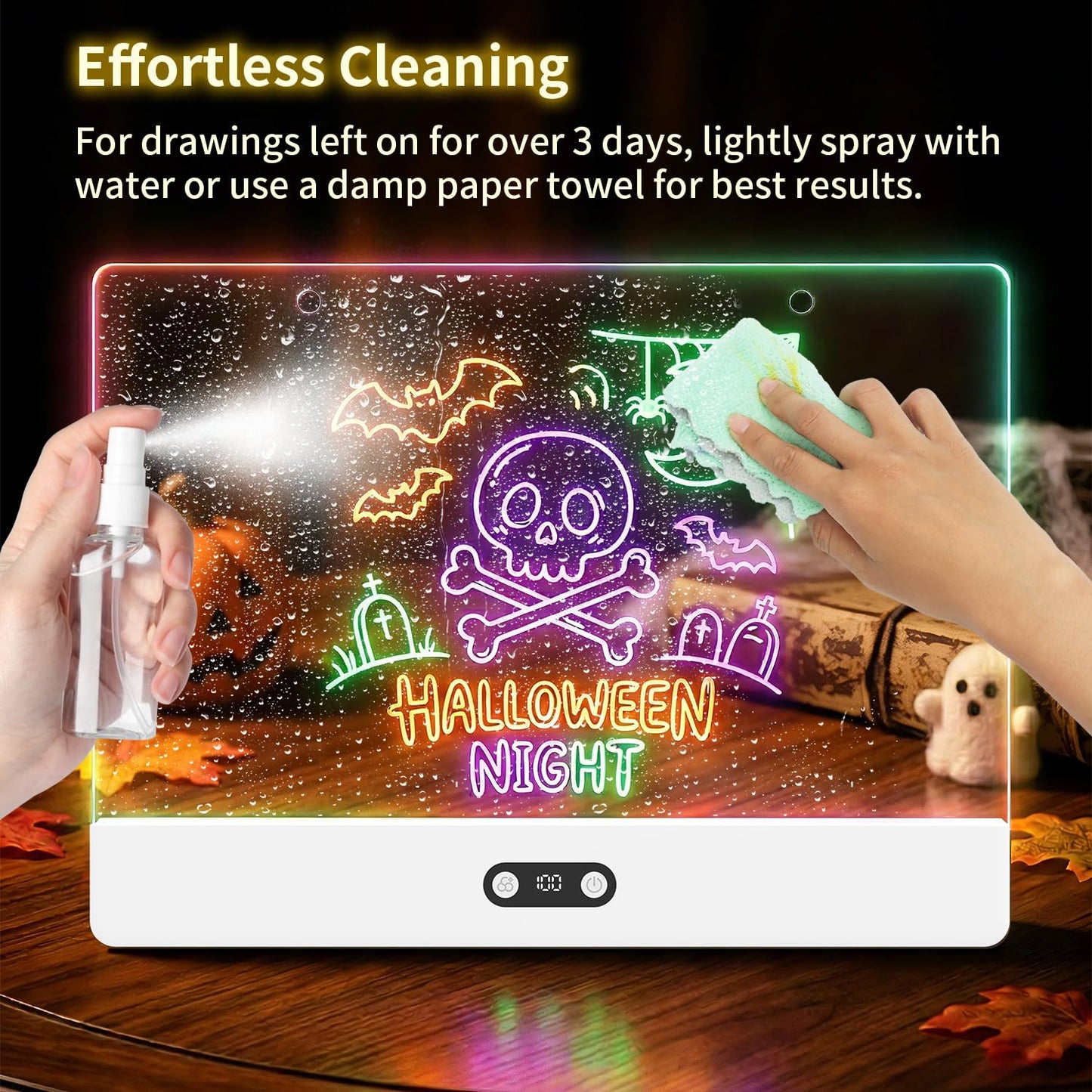 LEACUBER Rechargeable LED Drawing Board for Kids, 16" Light Up Acrylic Dry Erase Led Note Board with Stand, 11 Light Effects Drawing Tablet, Birthday Holiday Toy Gifts for Kids, 12 Markers (White)