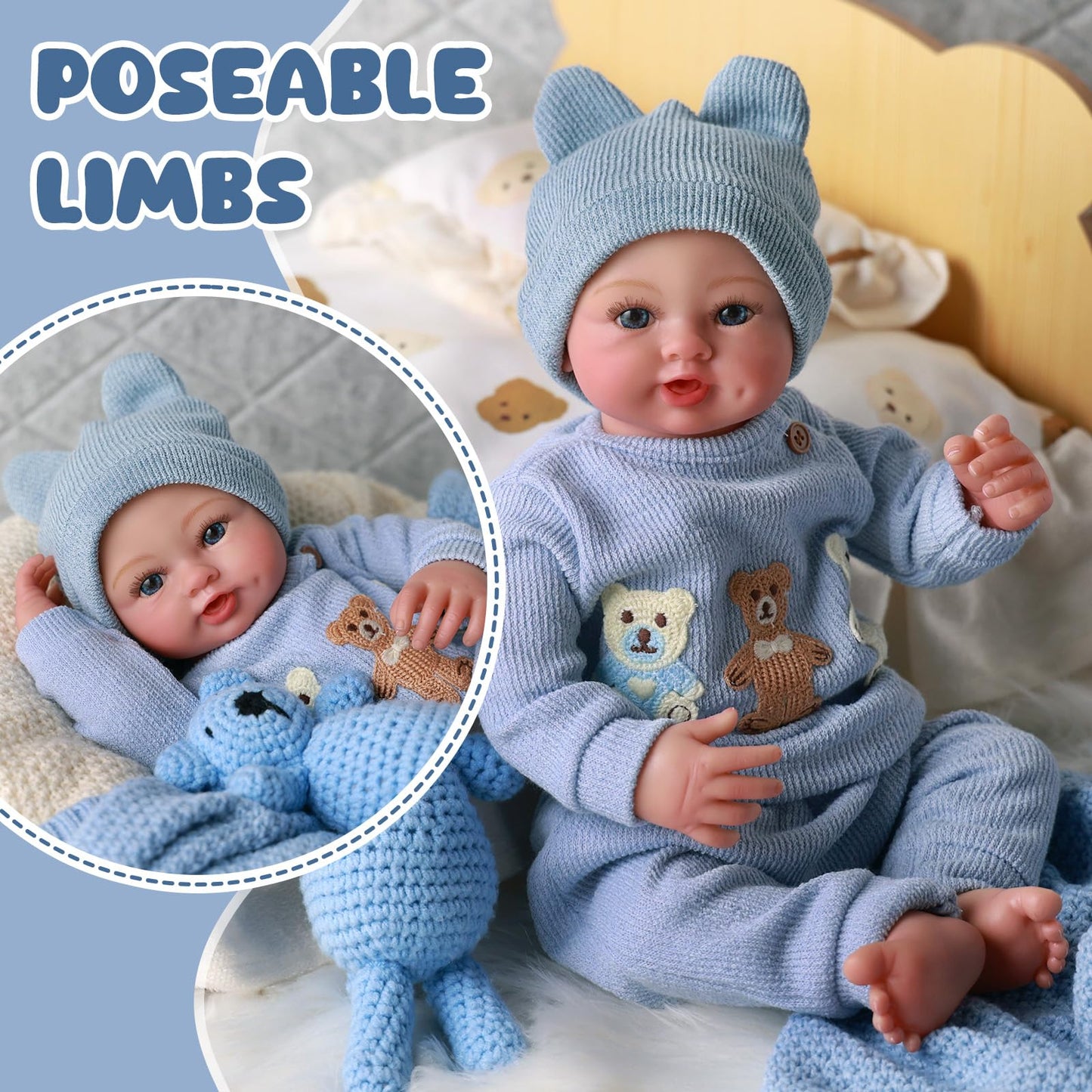 BABESIDE Realistic Reborn Baby Dolls Boy - Ailsa 17 Inch Lifelike Newborn Baby Doll Handmade Real Life Baby Dolls Reborn Doll with Soft Cloth Body Gift Toys for Kids Age 3 +