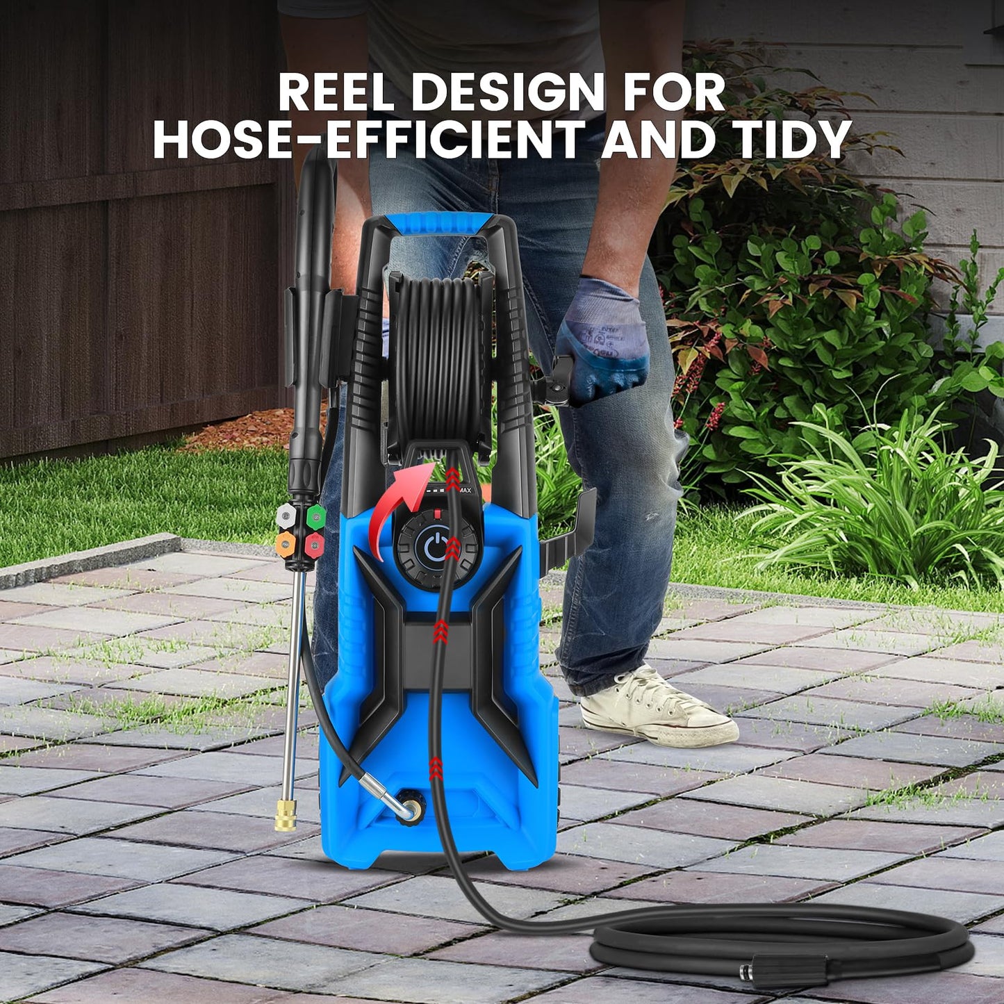 Pressure Cleaner 5000 PSI Adjustable Pressure, Power Cleaners Powered with 33ft Pressure Hose, 4 Nozzles and 500ml Foam Cannon, Cleaner Machine for Home, Car, Blue