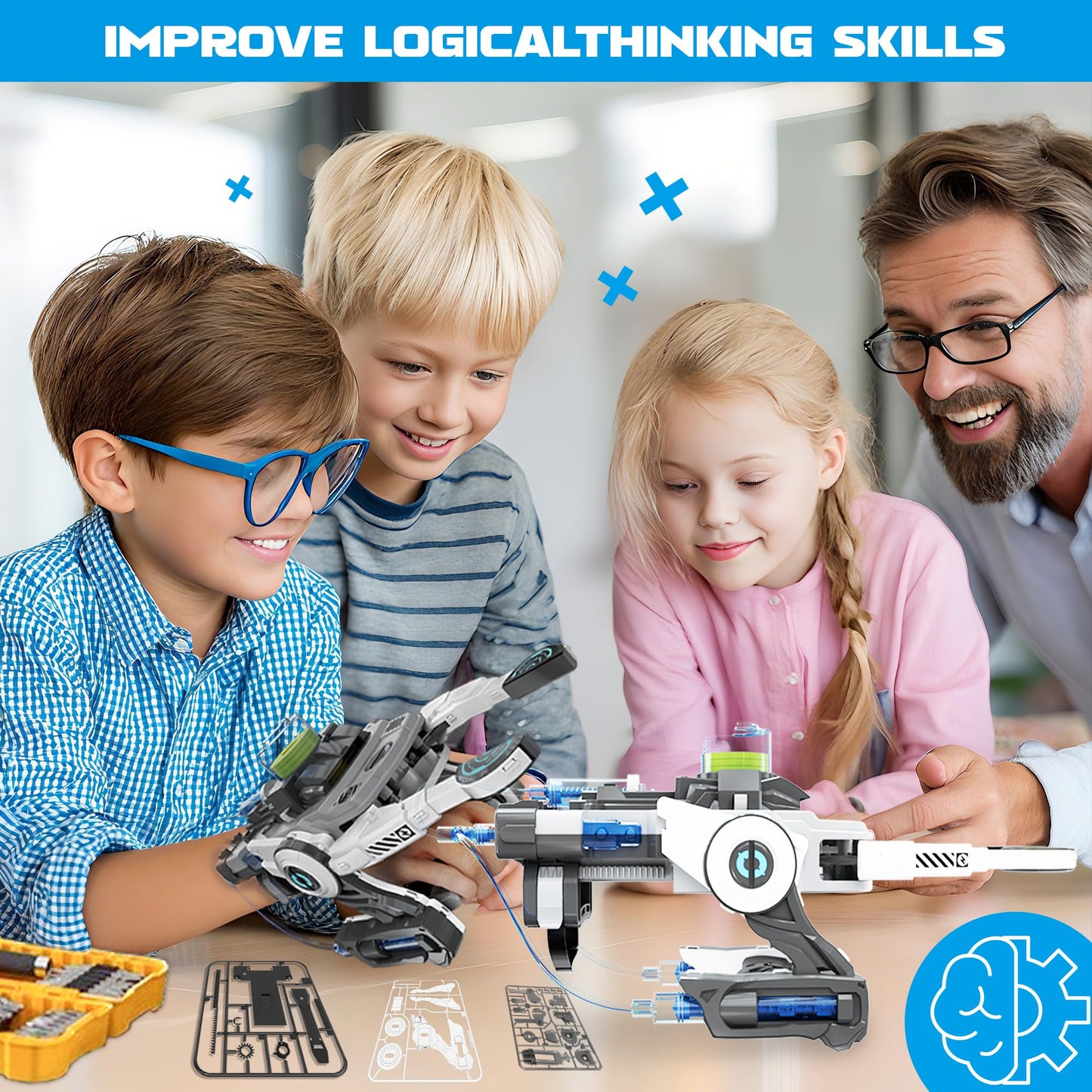 SMIESSKIDDO Robotic Mechanical Hand STEM Toy for Kids 8 9 10 11 12 13 14 | Parents Choice Award Winner | Kids Birthday Gift | DIY Engineering Kit for 8-14 Years Old Boys & Girls - White