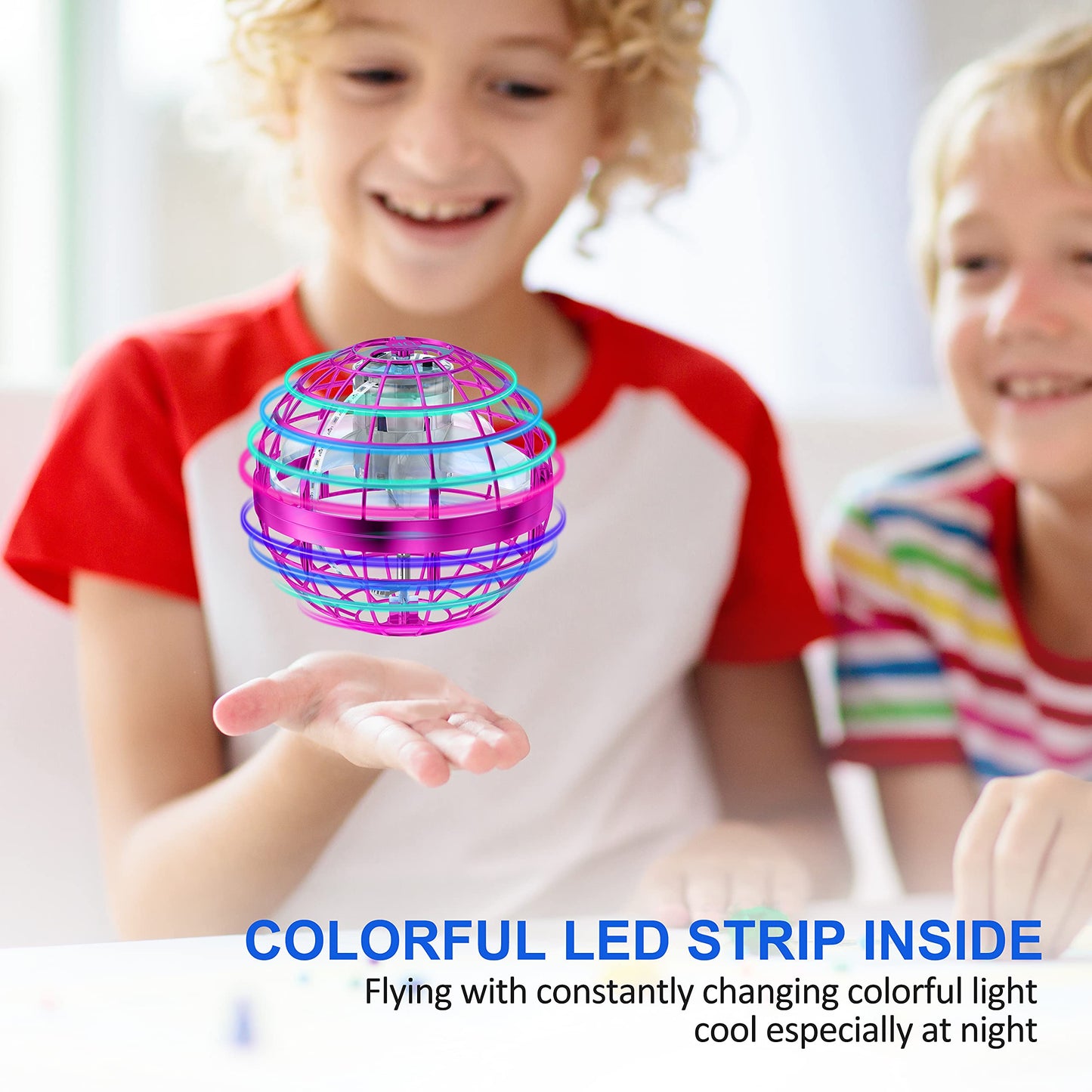 LEMATRIX Flying Orb Ball Toy, Hover Ball Boomerang Fly Fidget Spinner, Cool Toys Gifts for 6 7 8 9 10 11 12+ Years Old boy Girls Teens, Hand Mini Drone Cosmic Globe, Indoor Outdoor Toys (Pink)