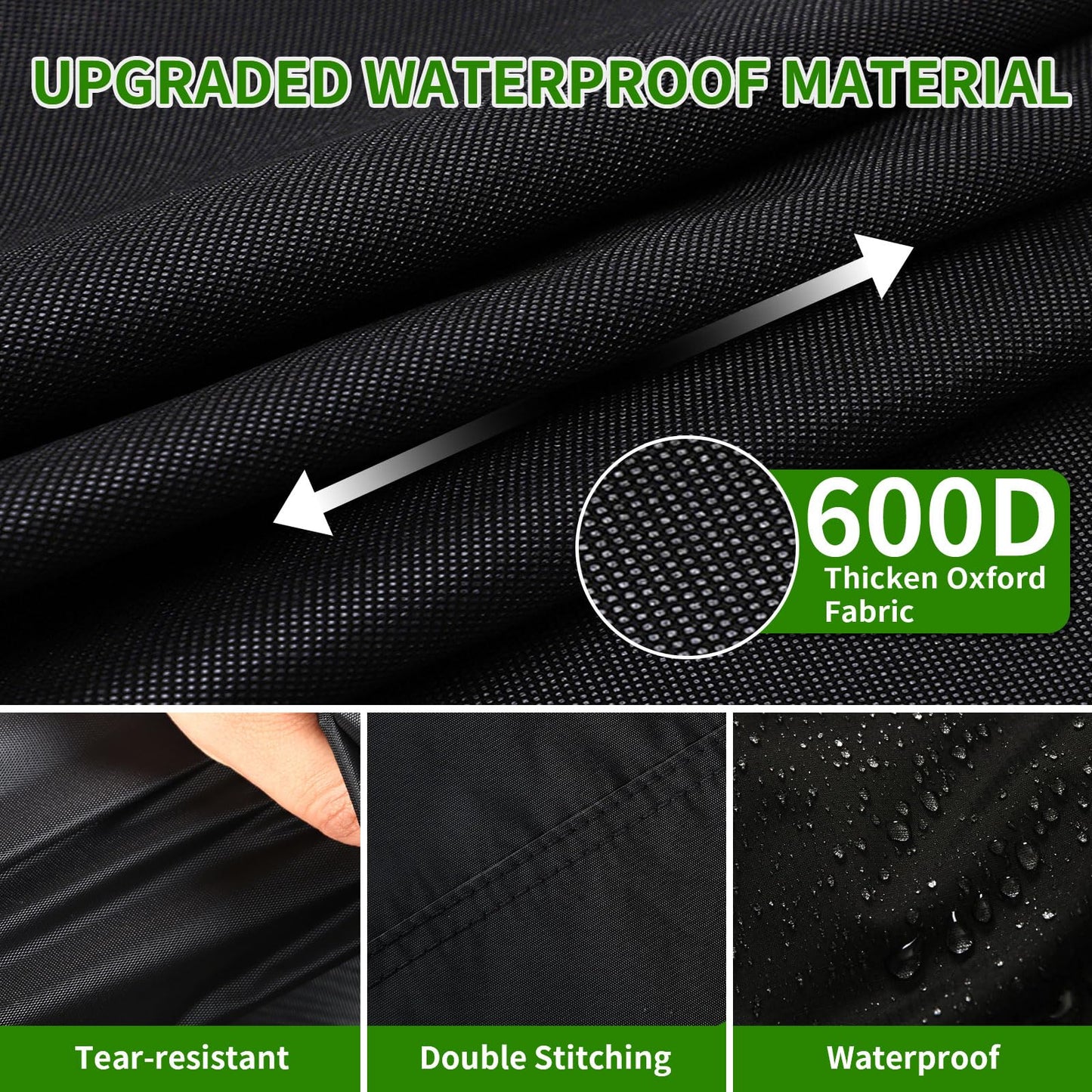 Tecoom Golf Cart Enclosure 4+2/6 Passenger, Golf Rain Cover 600D Waterproof Snowproof, 4 Door Zippers, 4-Side Clear Windows and 8 Windproof Hooks, Fit for EZGO, Yamaha, Club Car, Long Roof 144''L