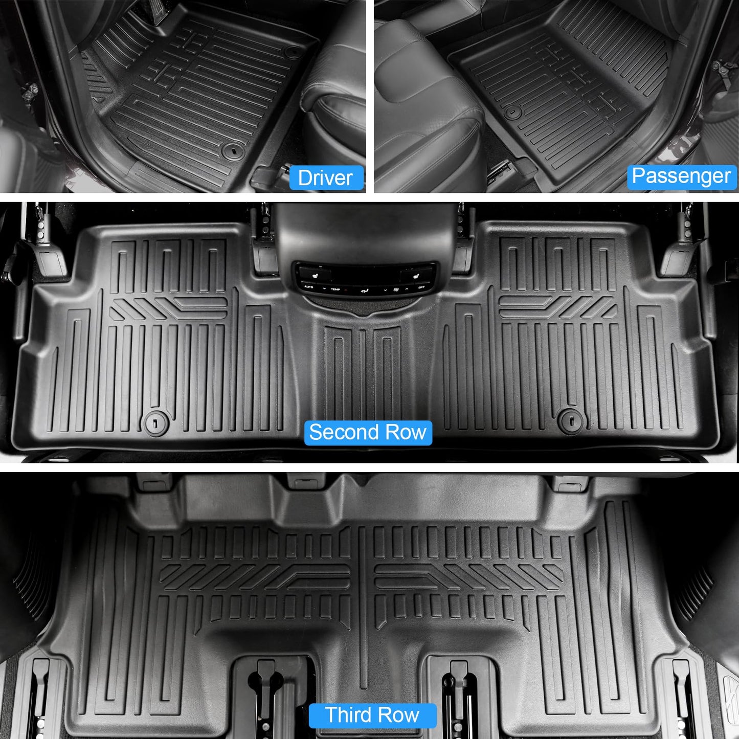 HOUCLEMIC Floor Mats for 2020-2025 Hyundai Palisade 7/8 Passenger, Trunk Mat with Seat Back Cover and Lower Cargo Mat All Weather Interior Protector for 2025 Hyundai Palisade Accessories