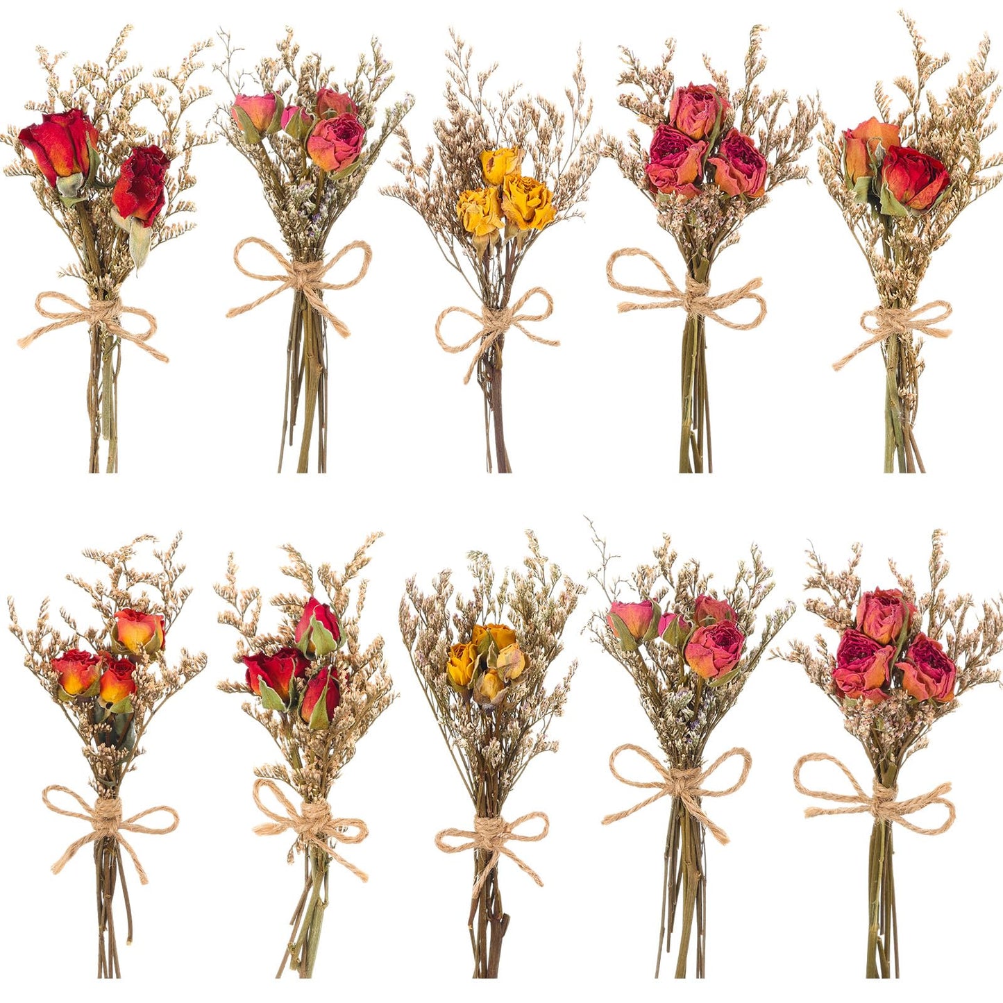 VAIPI 10 Pack Dried Flowers Bouquet Purple Dried Flower with Stem Real Natural Mini Dry Flower Bundles Spring Wildflowers Floral Arrangement for Vase Crafts DlY Wedding Home Decor (Purple Series)