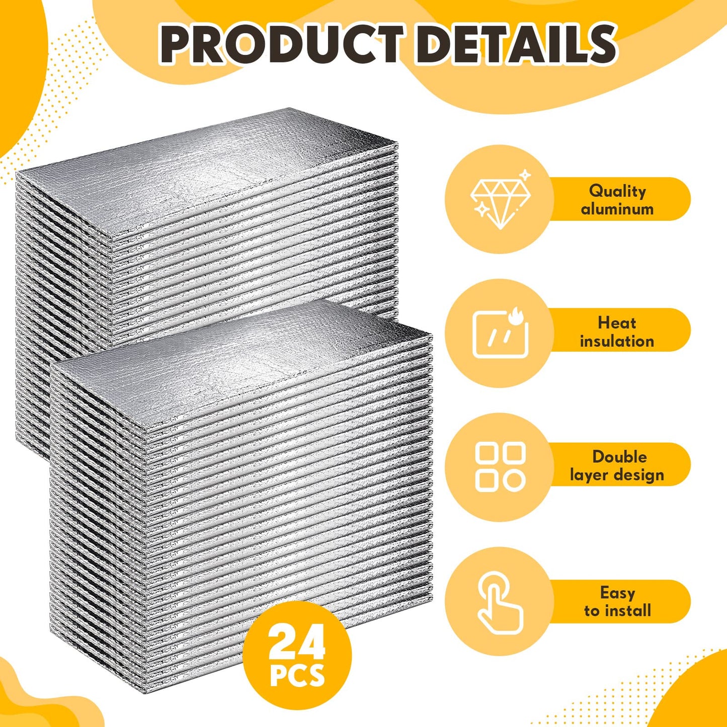 Frienda 24 Pcs Garage Door Insulation Panels Kits Double Bubble Reflective Aluminum Foil Radiant Barrier Thermal Insulation Sheet for Garages Greenhouses Attics Walls Windows (24 x 48 Inch)