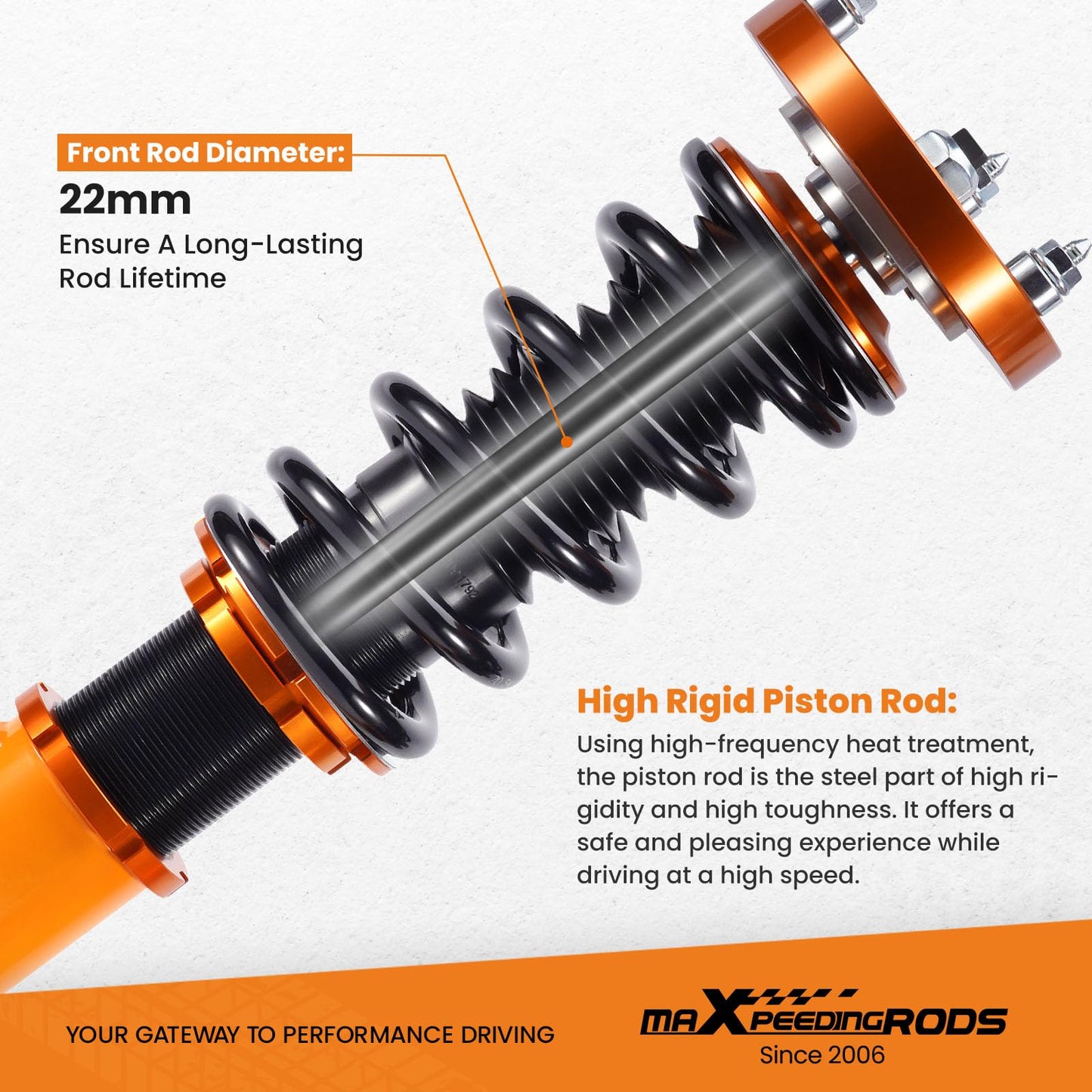 maXpeedingrods Coilovers for BMW 3 Series E90 RWD 2004-2011, for BMW E91 RWD 2004-2012, for E92 RWD 2005-2013, for E93 RWD 2006-2013, Height Adjustable Coilovers Suspension Lowering Kits Gold