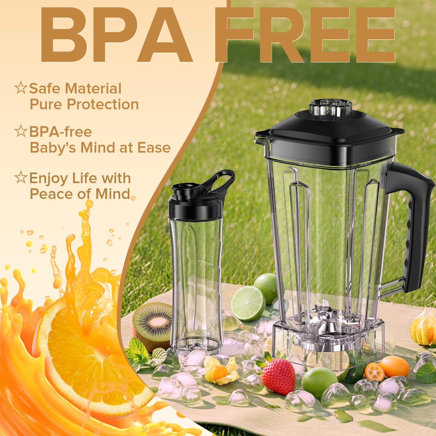 Blenders for Kitchen, Large Capacity, Professional Blender for Smoothies, BPA-Free, for Ice Crush, Frozen Drinks with 68Oz. Pitcher and 20Oz. To-go Cup, Red