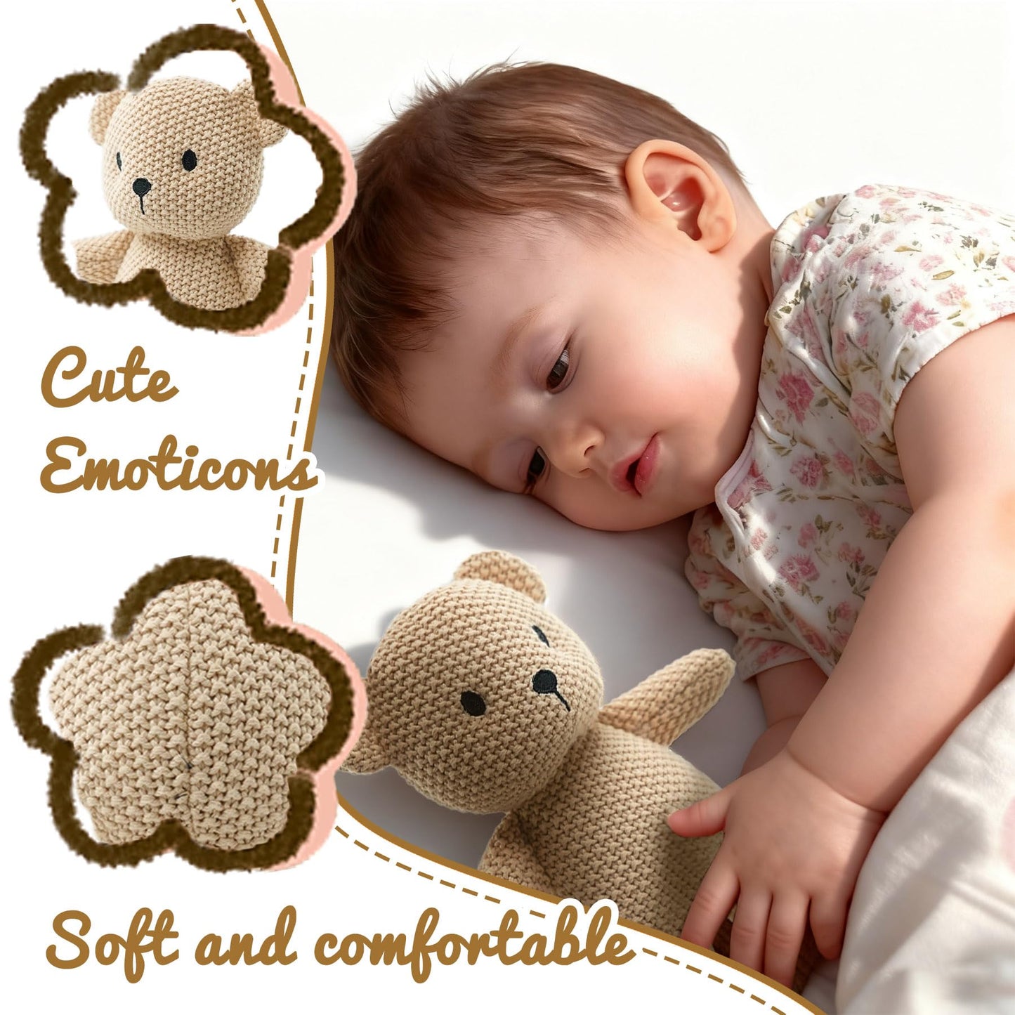 Cute Knitted bear stuffed animals, baby Crochet Stuffed Animal and soft toys. Cute small animal dolls, 10 inch teddy bear plush toy, soft toys for babies, boys and girls birthday Christmas